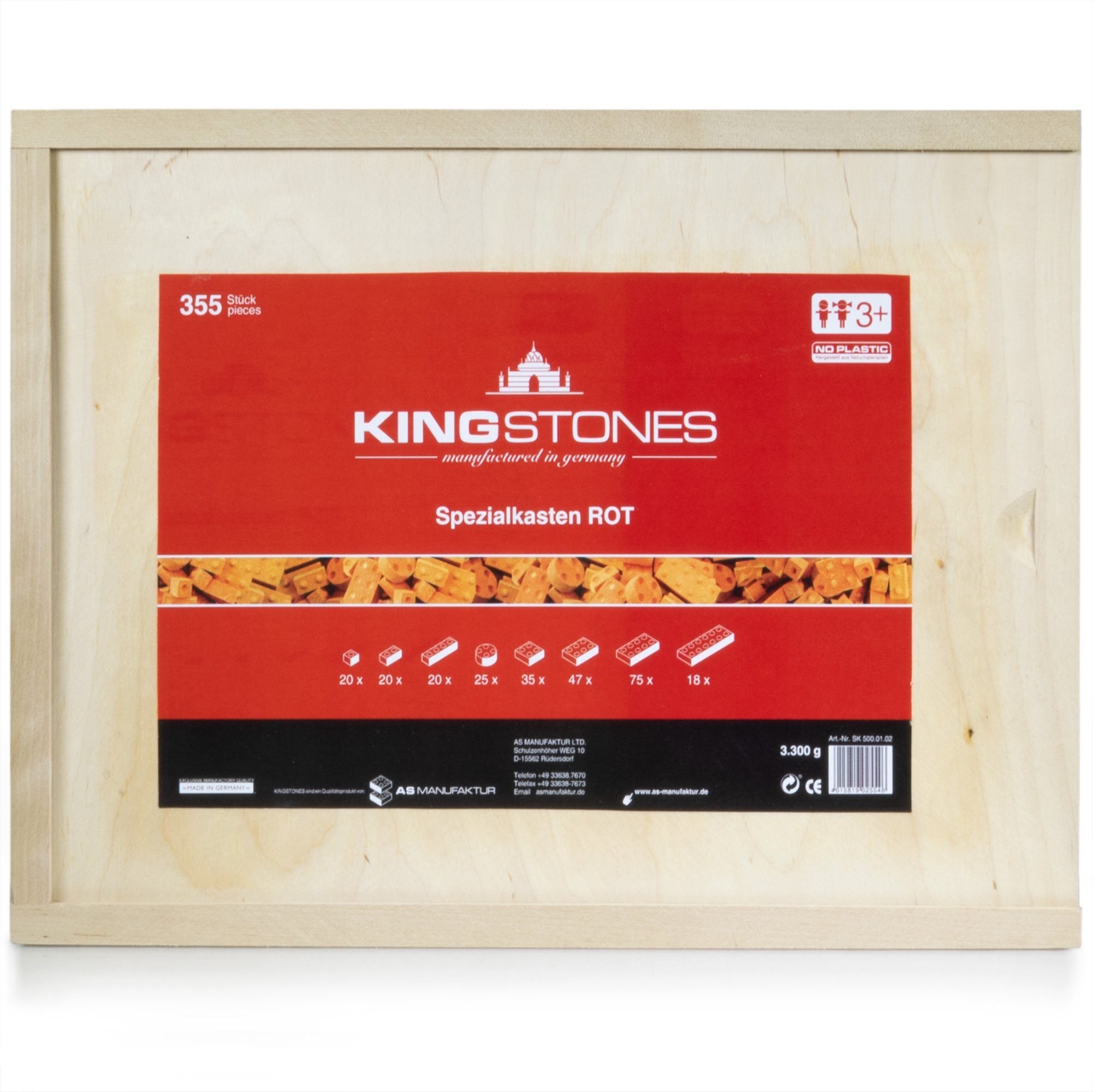 PhoneNatic KINGSTONES Spezialkasten - Steinbaukastenl ca 260 Teile Spielbausteine, Made in Germany