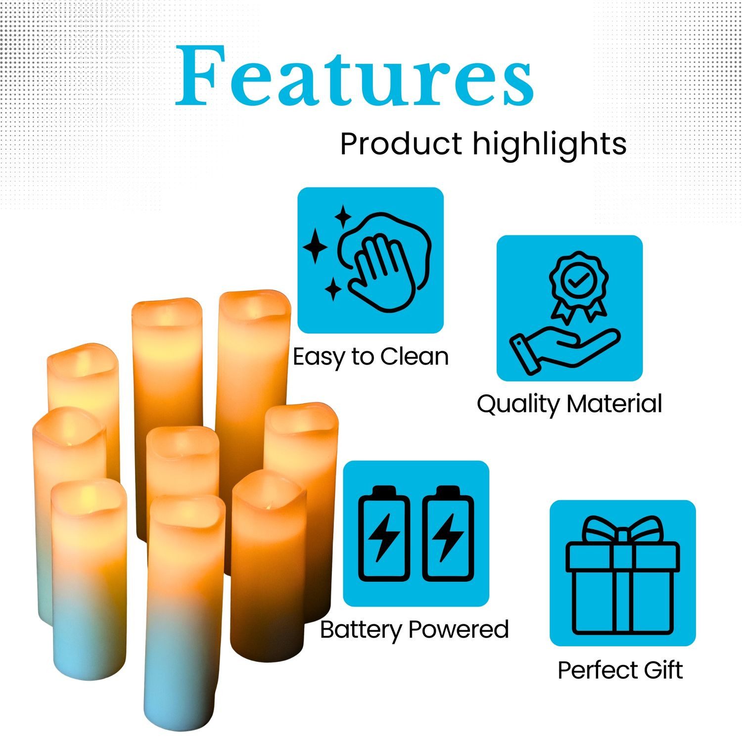 Intirilife LED-Kerze (Set, 9-tlg., 9x LED Kerze), LED Kerzen Set in verschiedenen Größen aus Wax inkl. Fernbedienungen