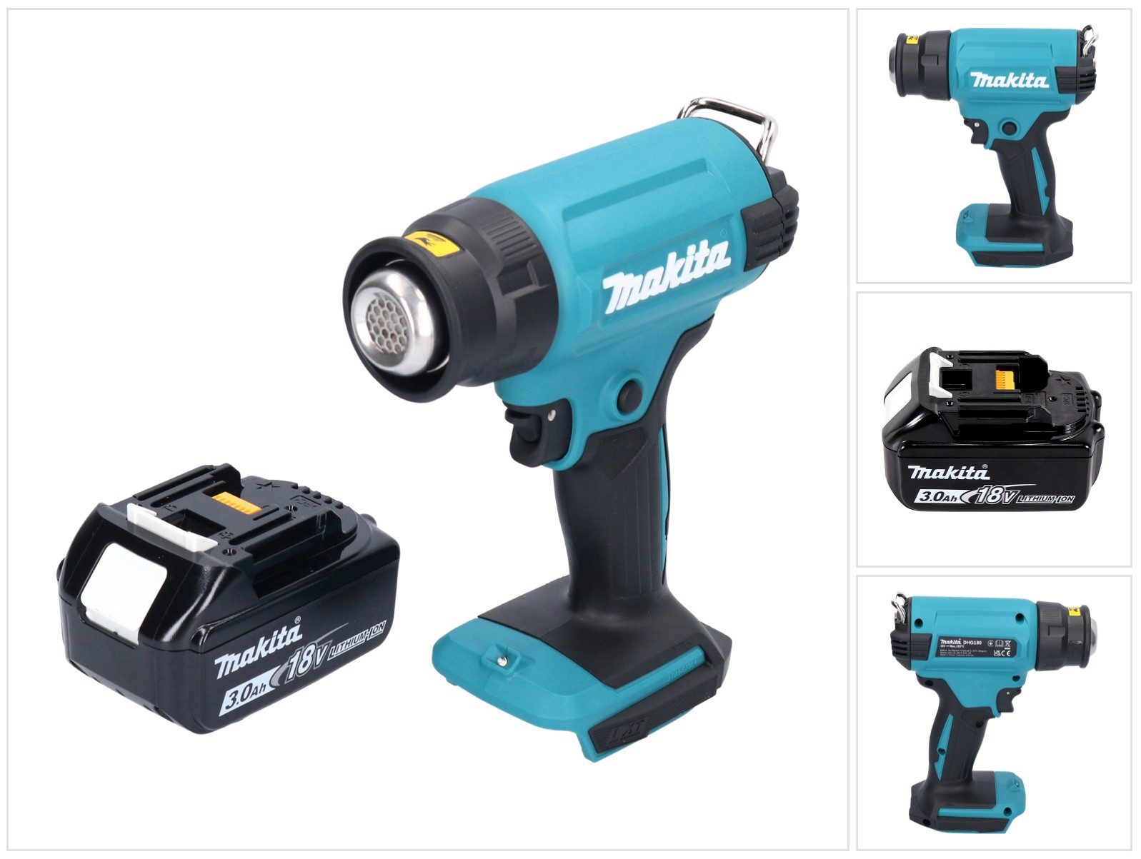 Makita Akku-Heißluftgebläse DHG 180 F1 Akku Heißluftgebläse 18 V 550 °C + 1x Akku 3,0 Ah