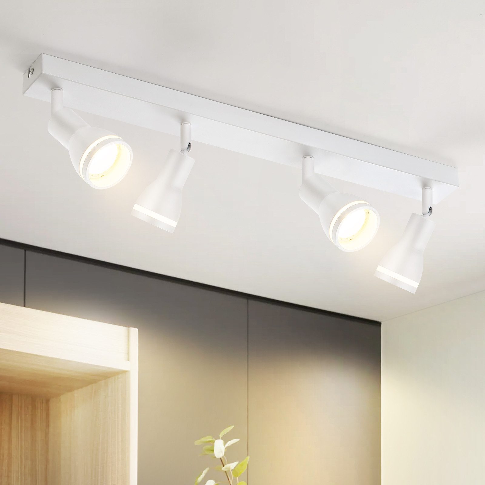 ZMH Deckenstrahler 4-Flammig Metall GU10 Deckenlampe Modern Spots für Esszimmer Büro, Einfache Installation, ohne Leuchtmittel, Schwenkbar 355° Küchenlampe Innen für Flur Wohnzimmer