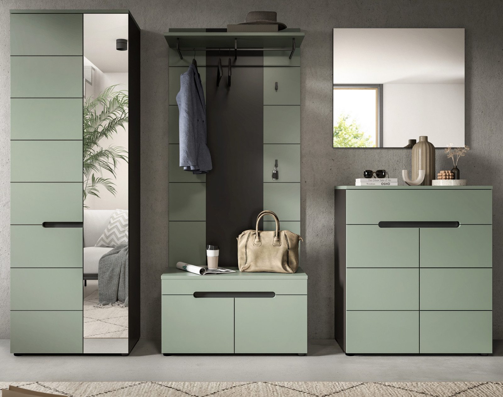 Inn.Furn Garderoben-Set Cooper, (Flurgarderobe in Salbei günstig online kaufen