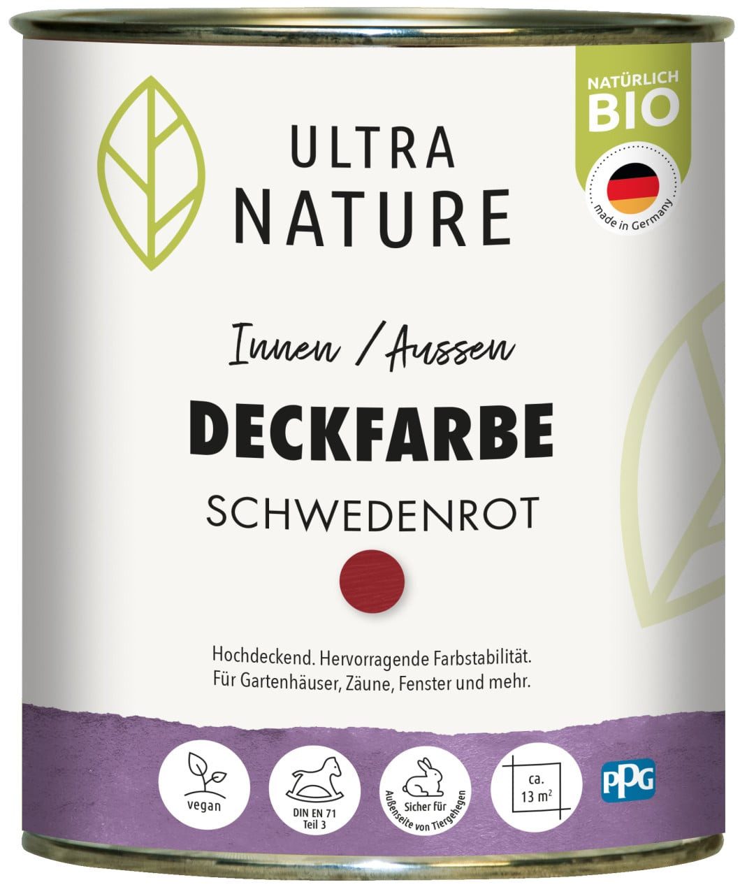 ULTRA NATURE Holzschutzlasur Ultra Nature Deckfarbe 750 ml schwedenrot