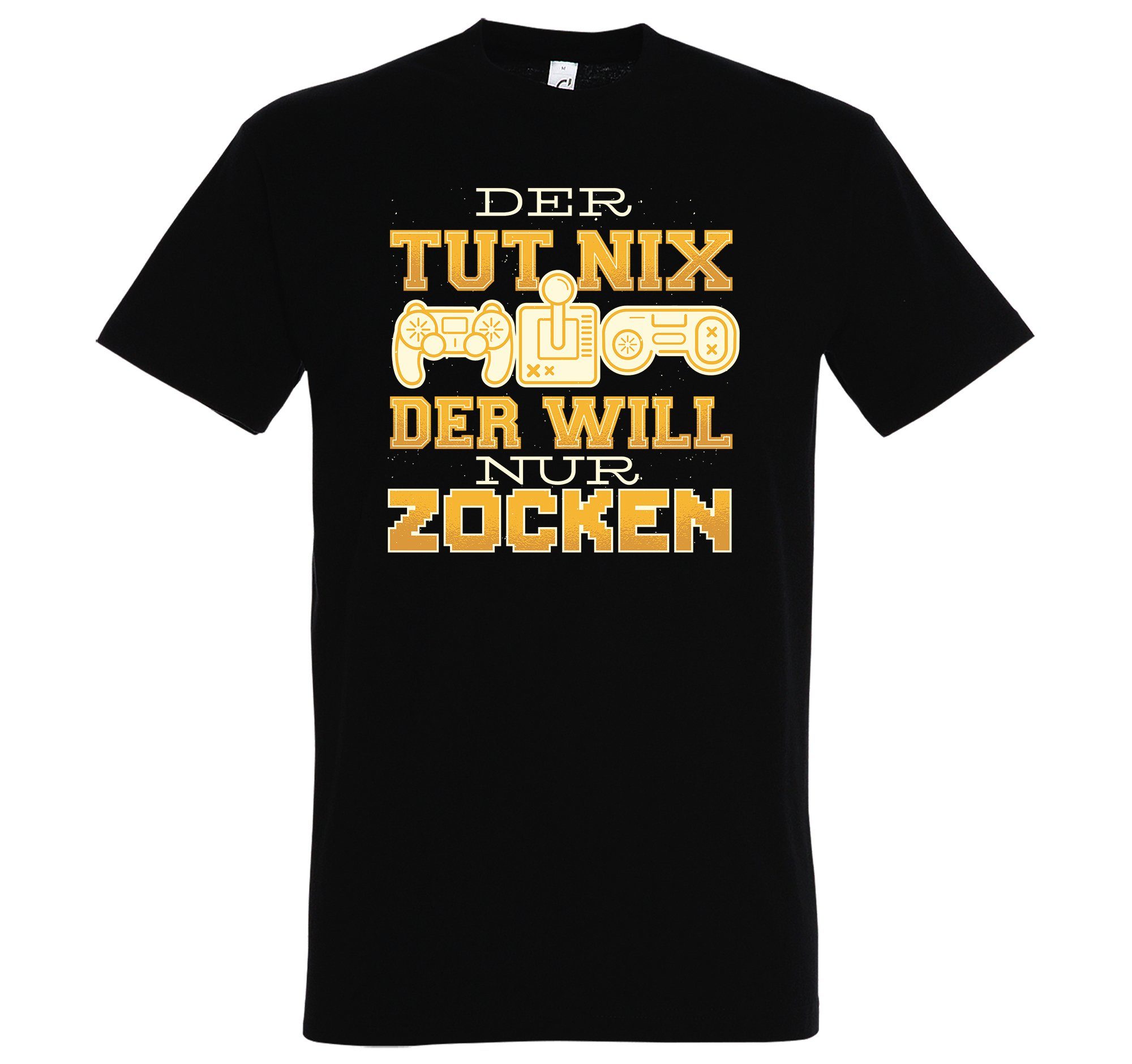 Youth Designz T-Shirt "Der Tut Nix, Der Will Nur Zocken" Herren Shirt mit trendigem Frontprint Schwarz