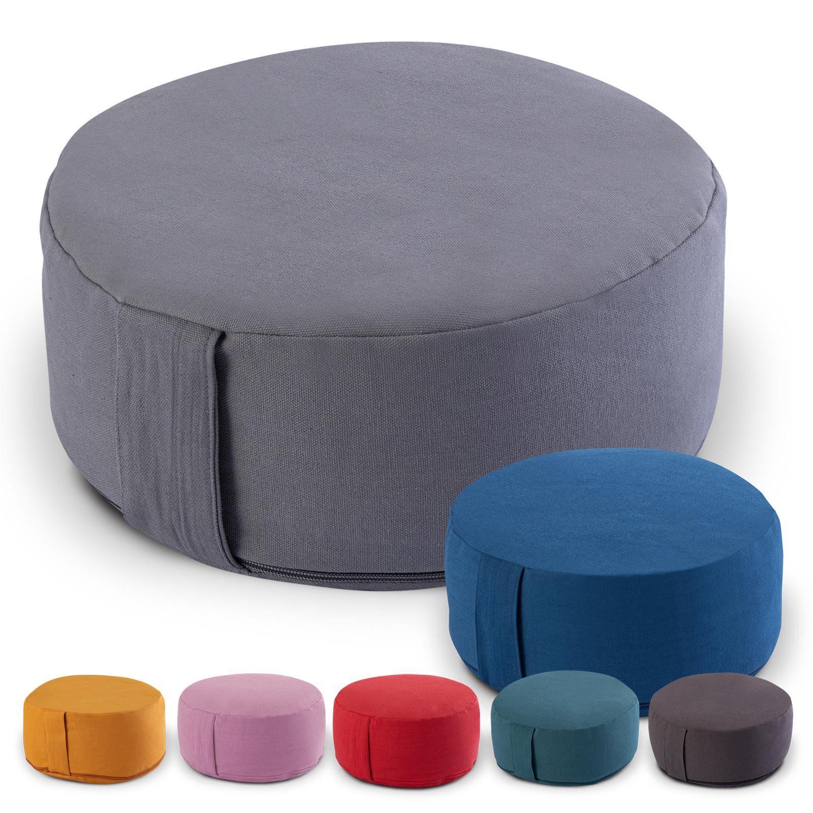 Yogakissen Yogakissen Bodenkissen rund H 14xø31 cm mit Buchweizenschalen Meditati