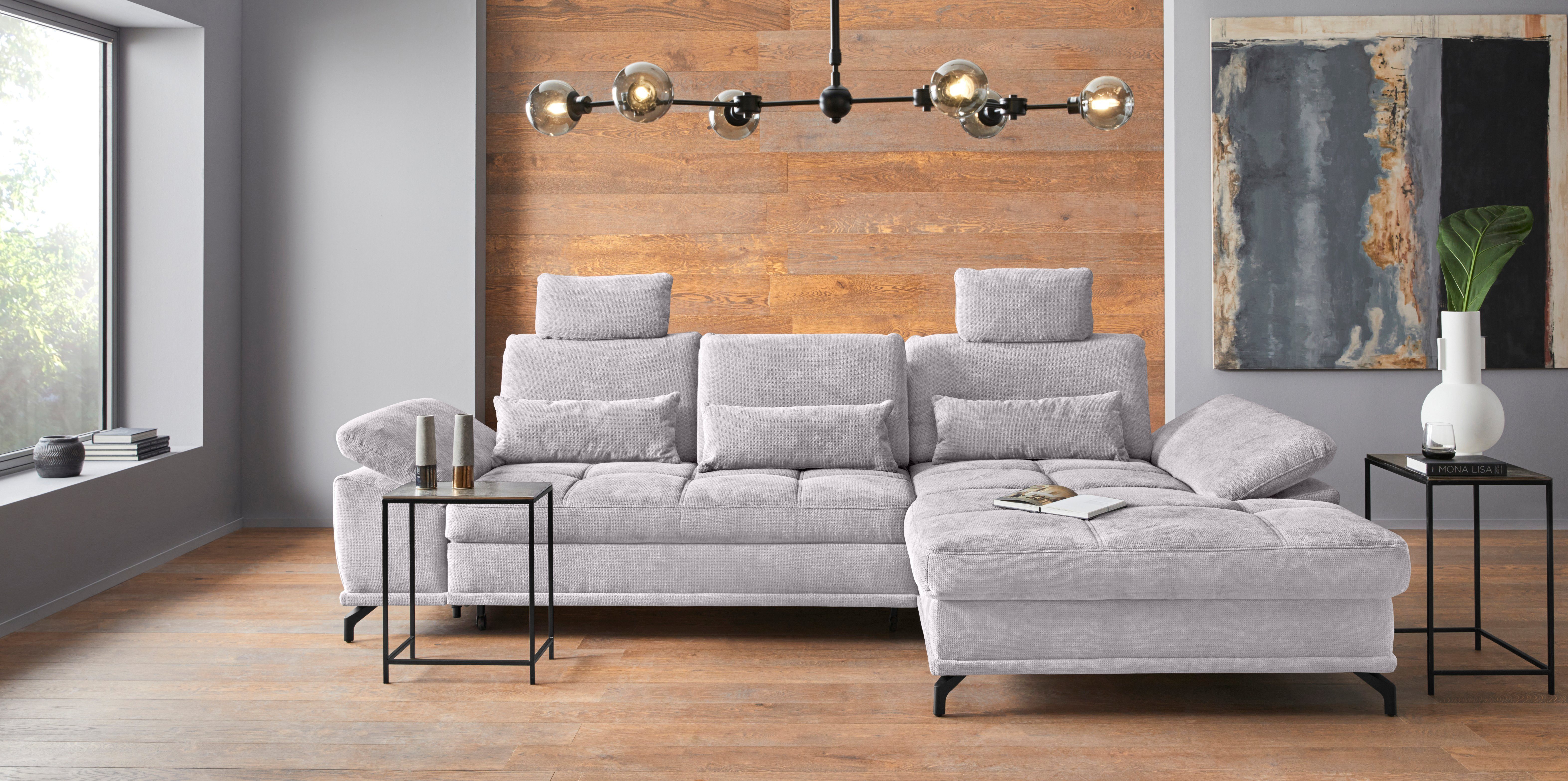 OTTO home Ecksofa Costello L-Form, B: 301 cm mit Sitztiefen-, Armteilverstellung &, 3 Nierenkissen, optional Bettfunktion & Bettkasten