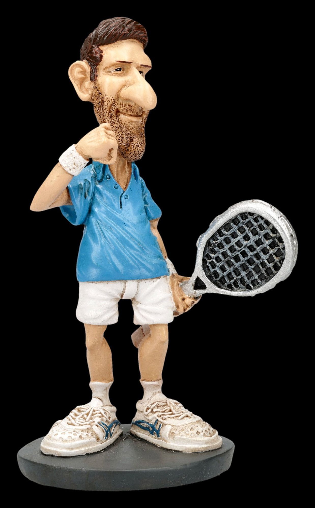 Figuren Shop GmbH Dekofigur Tennis Figur – Lustiger Tennisspieler Statue Warren Stratford 13.5 cm