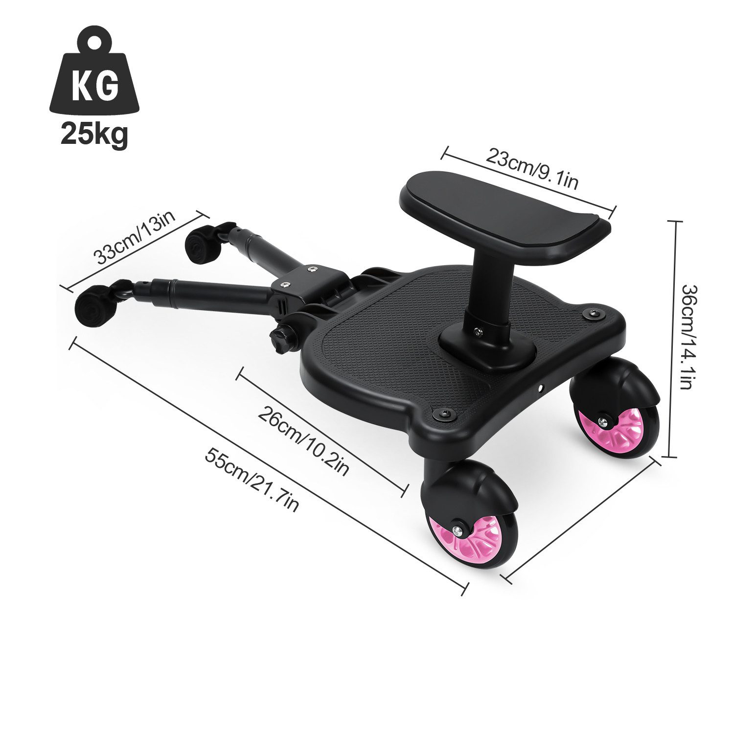 Thumbnail - Clanmacy Buggyboard Buggy Board mit Sitz Trittbrett Hilfspedal Universal Kiddyboard
