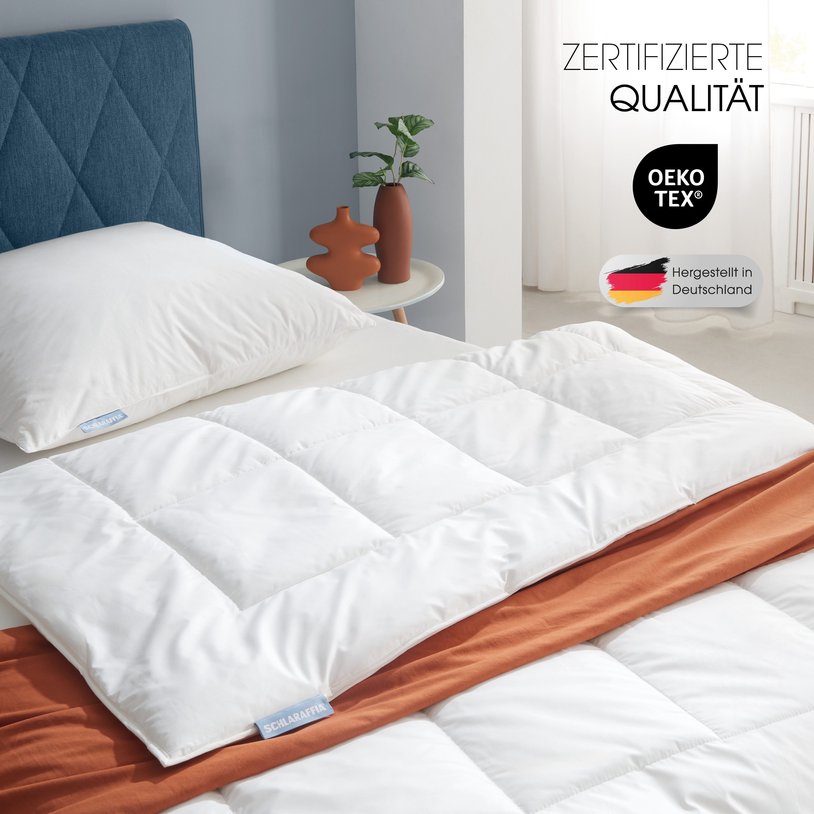 Schlaraffia Kunstfaserbettdecke Steppbett NEOVELLE, Ganzjahresdecke, 4-Jahreszeiten NEUHEIT, Füllung: Die Füllung aus Neovelle® Faser – 100 % Polylactid auf Basis von Zuckerrohr, Bezug: 100 % Baumwolle, Atmungsaktiv, Bettdecke 135x200, 155x220 cm, Made in Germany