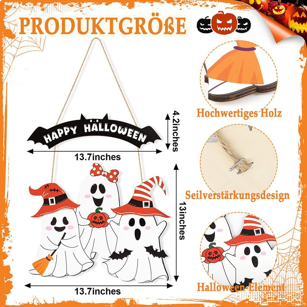 CLTYQ Hängedekoration Halloween Tür Hängedekoration mit Geist, Kürbis & Kat günstig online kaufen