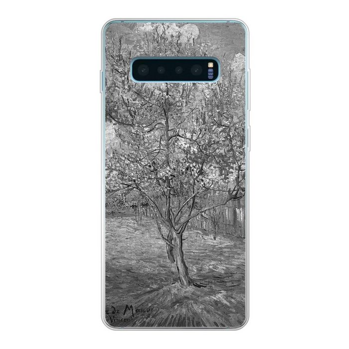 MuchoWow Handyhülle Der rosa Pfirsichbaum - Vincent van Gogh - Schwarz und weiß Phone Case Handyhülle Samsung Galaxy S10 Lite Silikon Schutzhülle