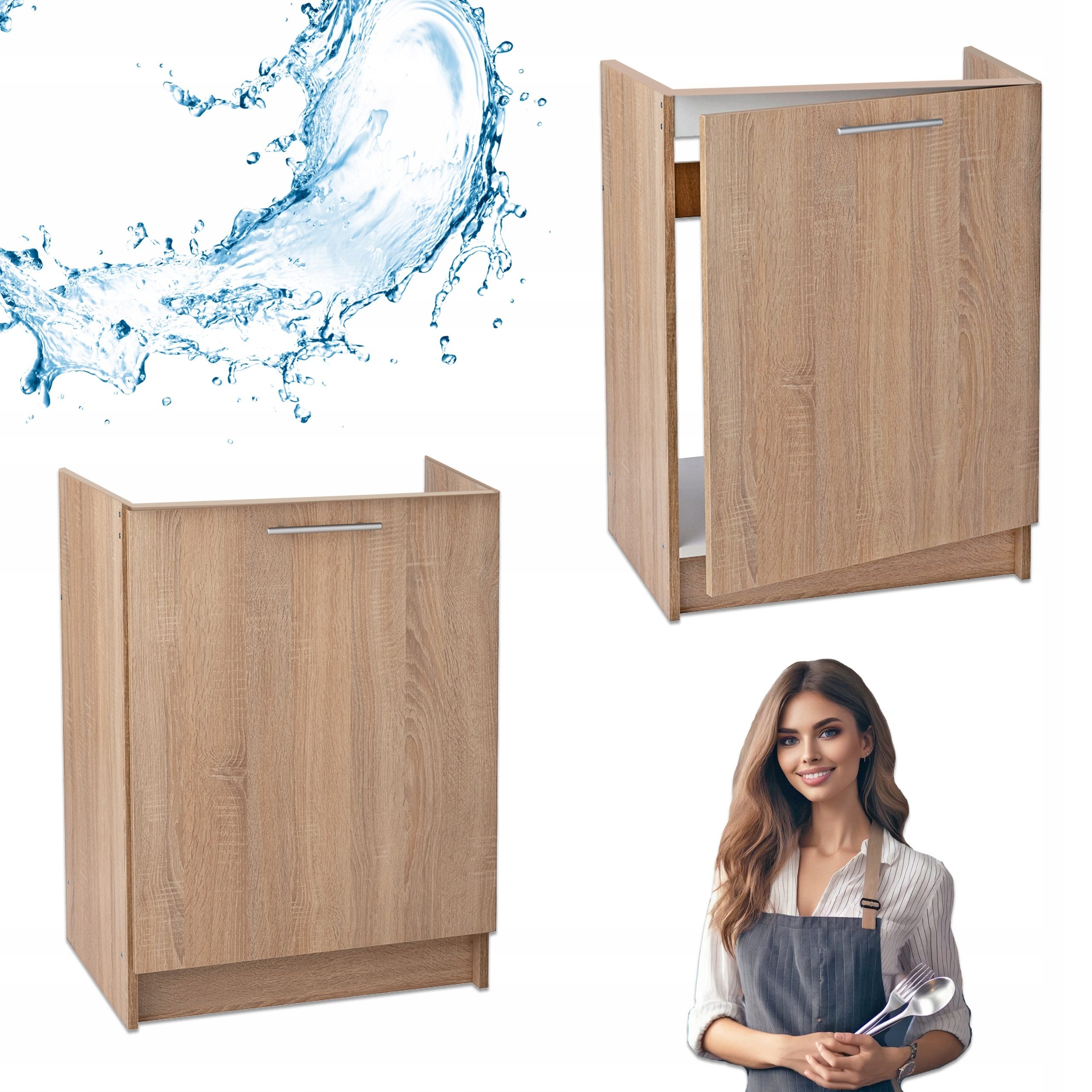 STAMAR Spülenschrank Küchenschrank 60cm Sonoma Eiche Unterschrank Spüle Standschrank XXL Spülenschrank 60cm Tiefe ohne Spüle Montagefertig Kompakt Modern