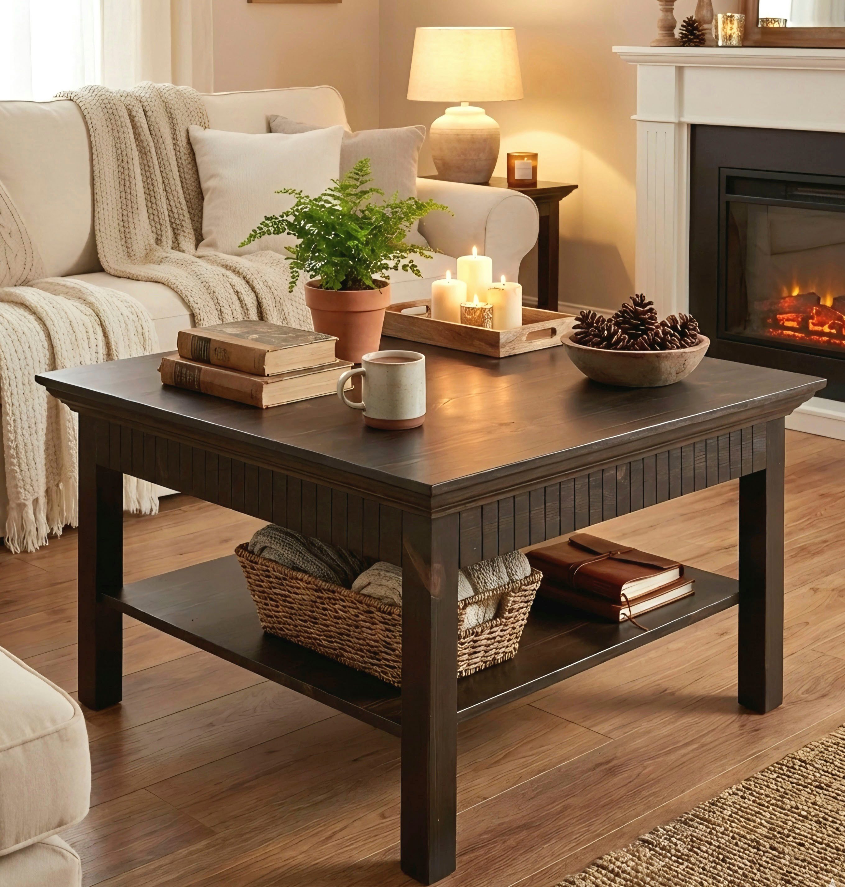 Home affaire Couchtisch Lisa, Kaffeetisch, massives Kiefernholz, B/T/H: 76x76x45 cm