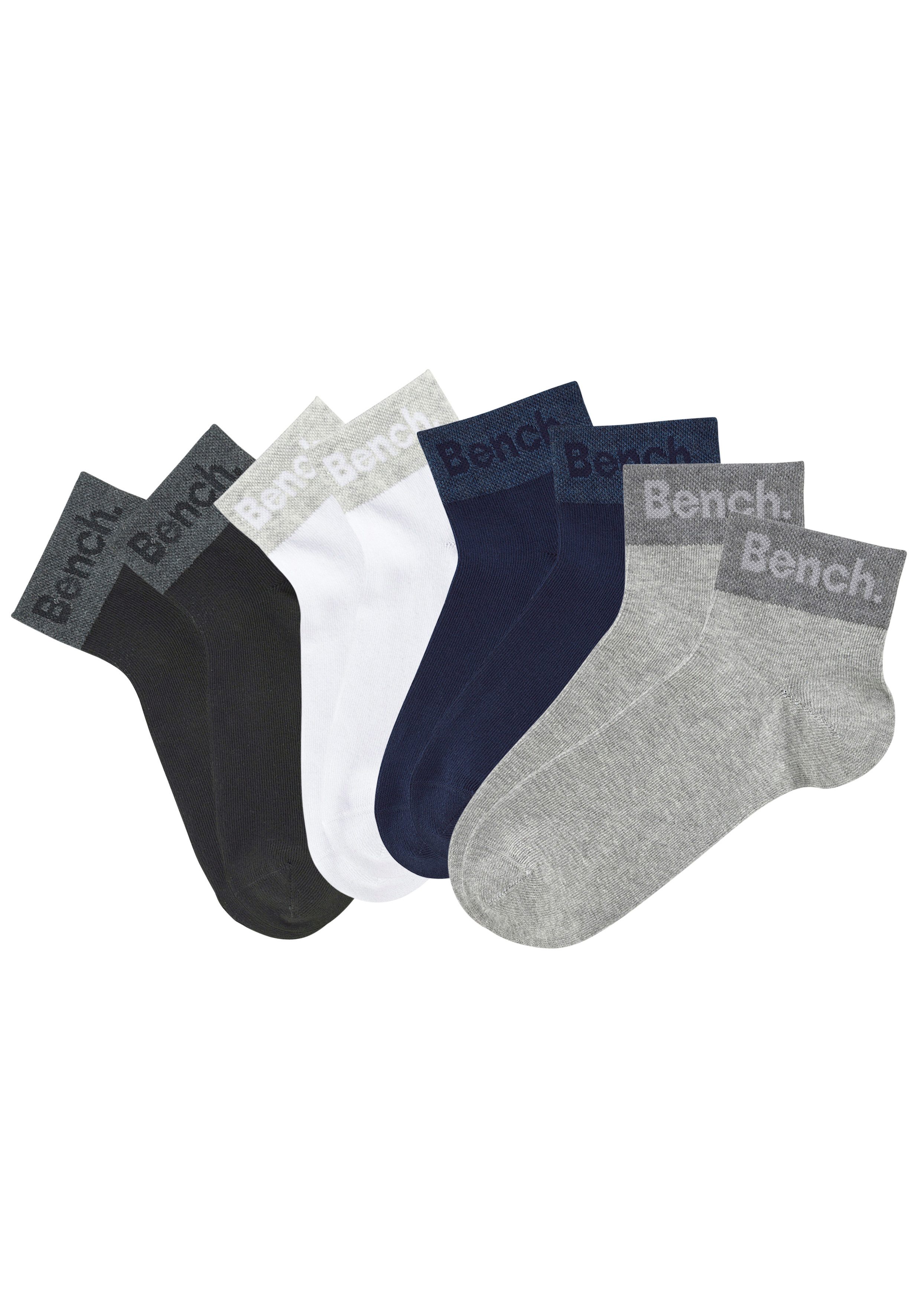 Bench. Kurzsocken Damen Herren Kurze Socken, für Freizeit und sportliche Aktivitäten (Packung, 8-Paar, Gr. 35-38 bis 43-46) mit eingestricktem Schriftzug am Bün – Bild 2 von 5