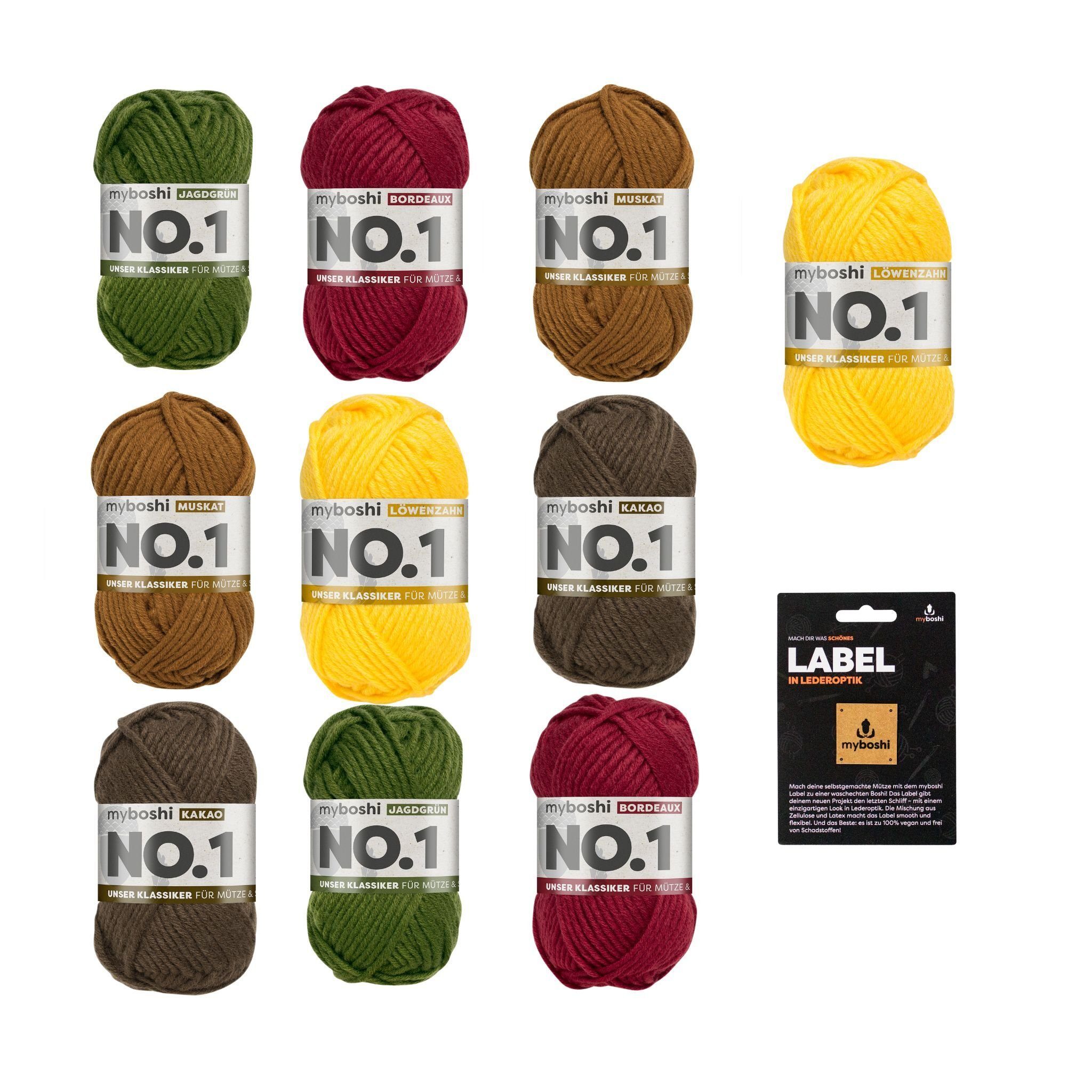 myboshi Vintage Vibes Wollpaket No.1 Wolle und Label Häkelwolle, (10-St., Vintage Vibes Wollpaket Original No.1 Wolle Label), Uni