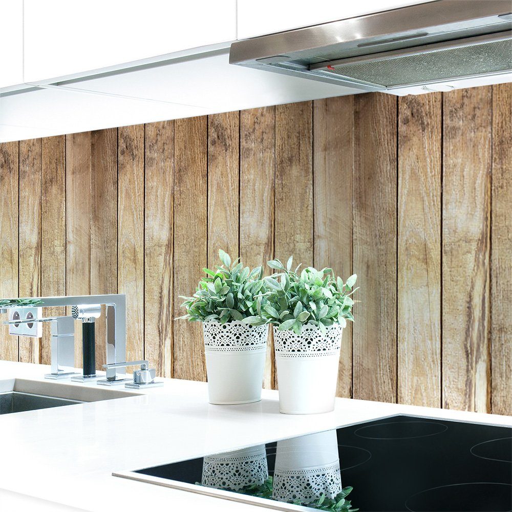 DRUCK-EXPERT Küchenrückwand Küchenrückwand Bretterwand Hütte Hart-PVC 0,4 mm selbstklebend
