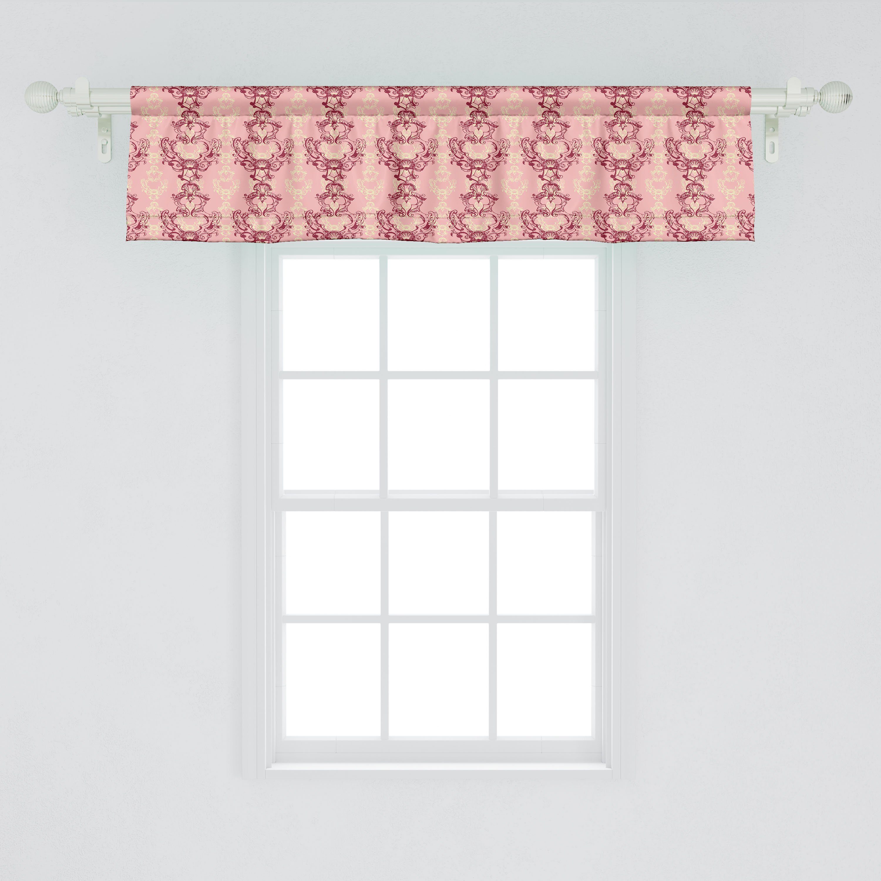 Stangentasche, Schlafzimmer Abakuhaus, mit Damast Weiche Dekor Volant Scheibengardine Rococo Antique für Microfaser, Küche Vorhang Oriental