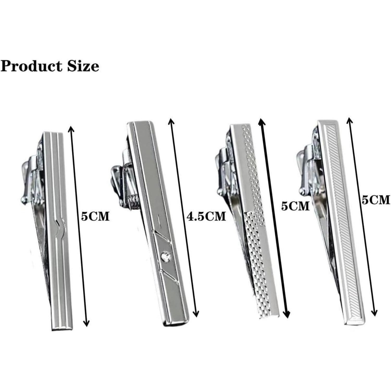 LuxusKollektion Krawattenhalter Krawattenklammern Set Silber 4Stk. klassisch