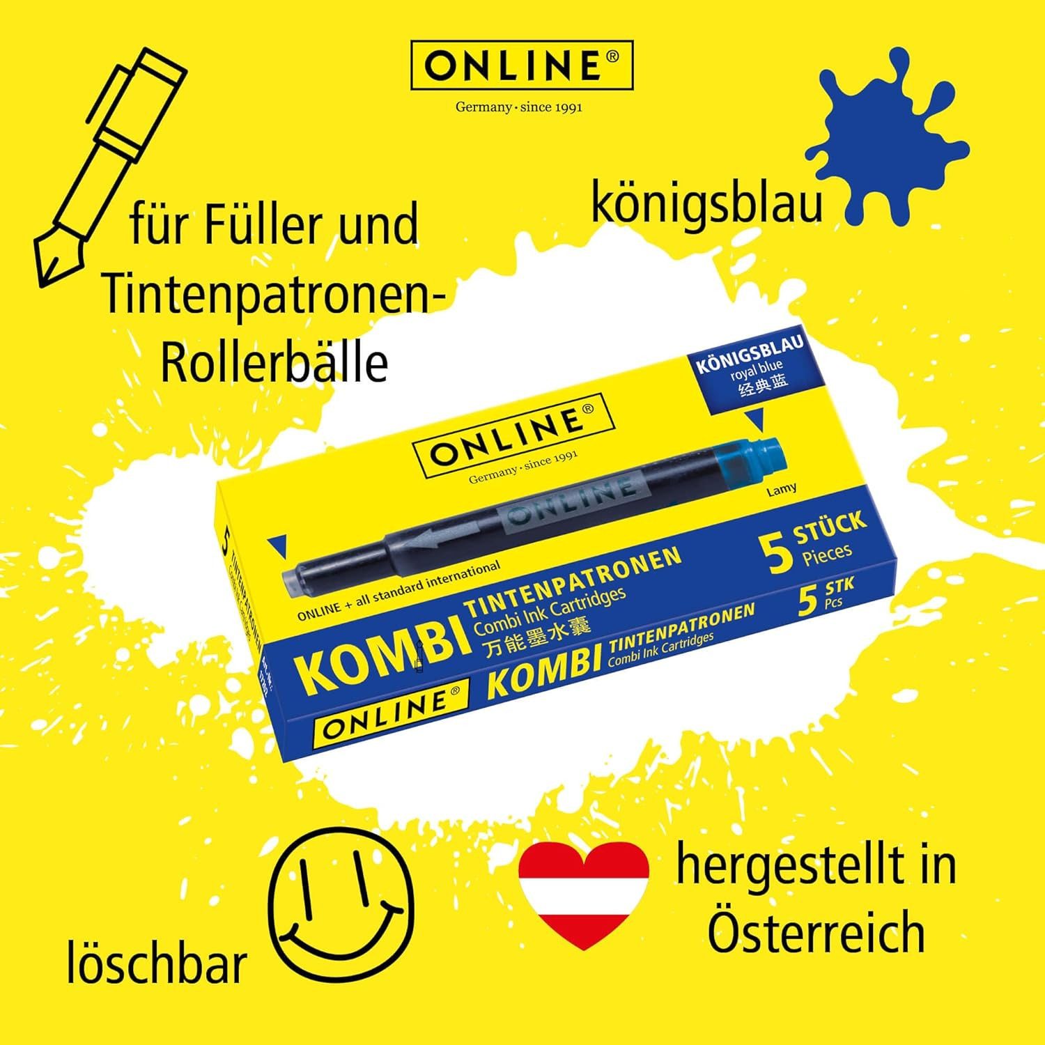 Online Pen ONLINE Kombipatrone Maxi-Pack blau, 25 Stück Tintenpatrone