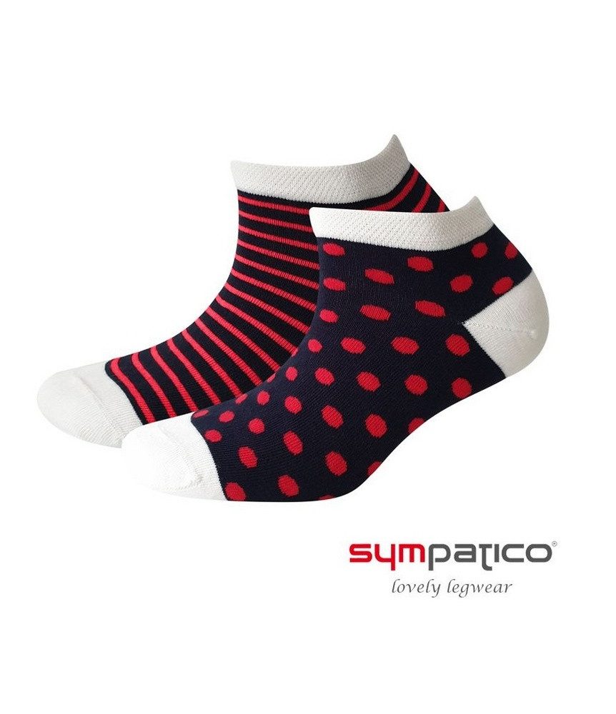 Sympatico Носки Tagessocke Sneaker Marina (Baumwolle) gemustert navyblau/beige/rot