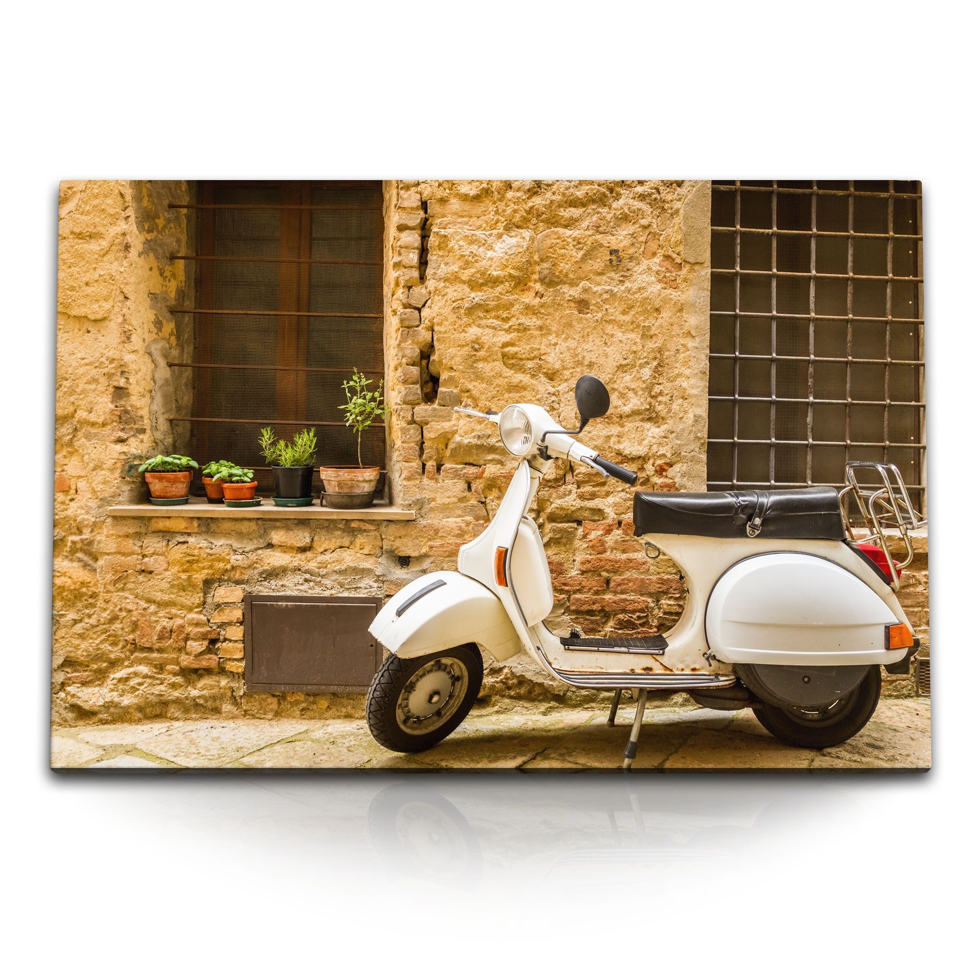 Leinwandbild 120x80cm Wandbild auf Leinwand Alte Vespa Italien Rom Vintage Süden