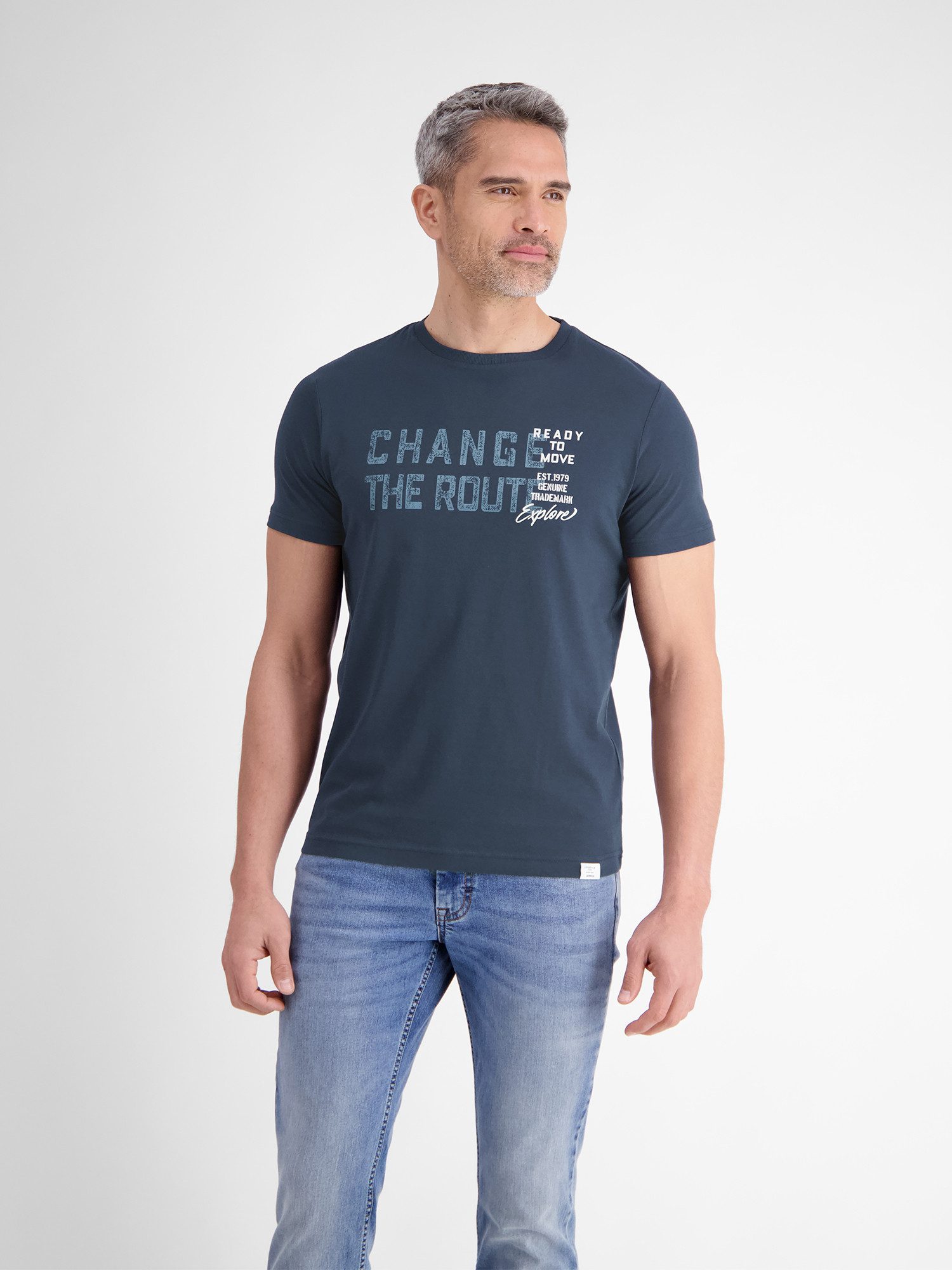 LERROS T-Shirt Unifarbenes T-Shirt mit Print