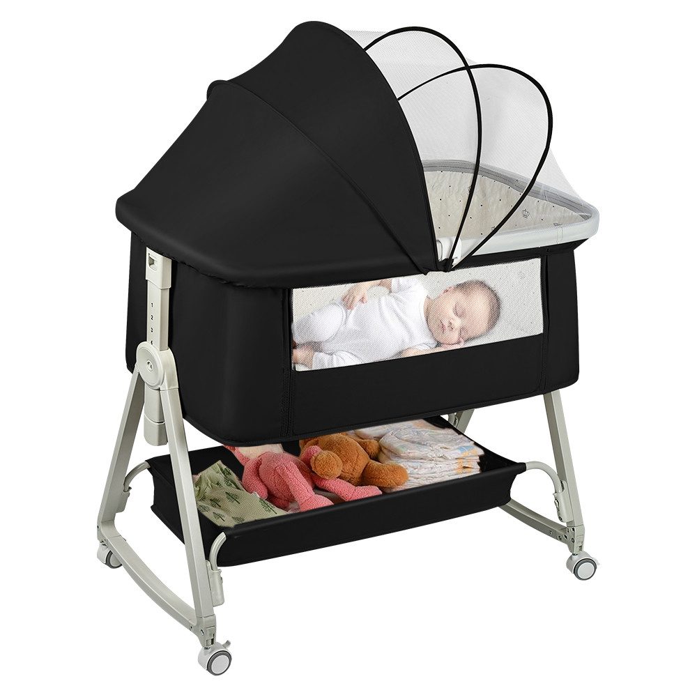 JEOBEST Beistellbett 3 in1 Babybetten mit Rollen, Beistellbett Baby mit Mos günstig online kaufen