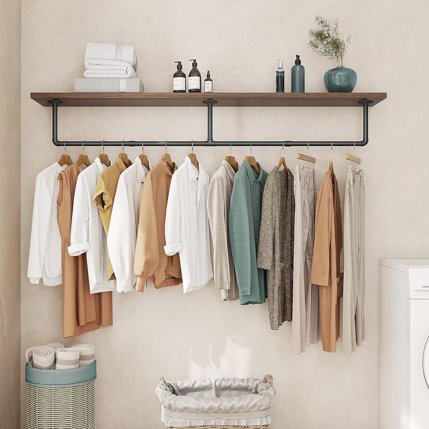 NUODWELL Kleiderständer Rohr Kleiderstange, Wandmontage Abnehmbare Retro Me günstig online kaufen