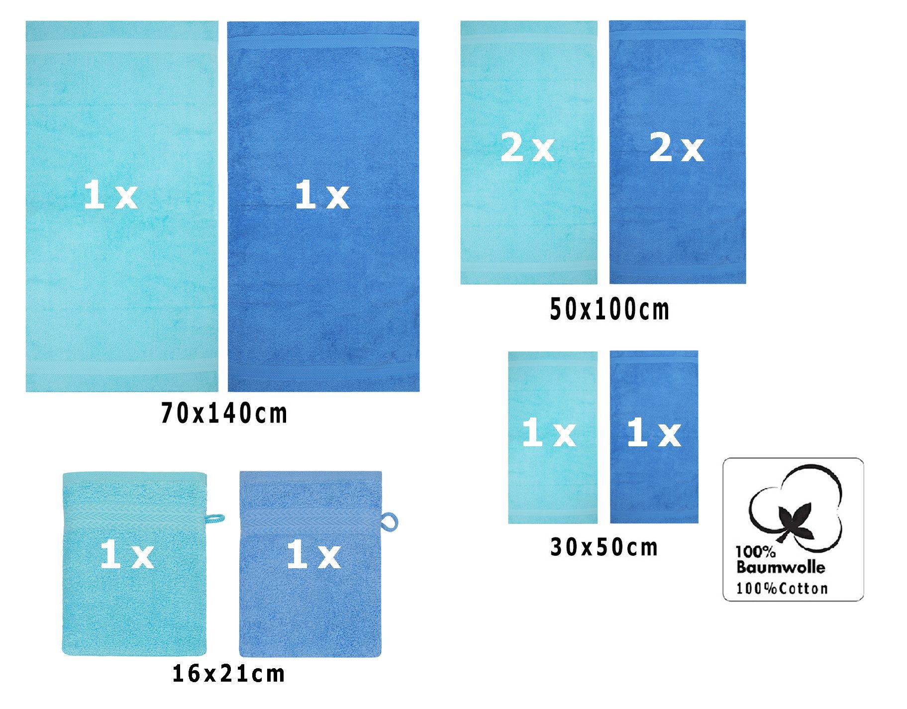 Betz Handtuch Set 10-TLG. Premium Farbe Hellblau & Türkis, Baumwolle (Set, günstig online kaufen