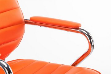 TPFLiving Bürostuhl Rocket mit bequemer Rückenlehne - höhenverstellbar und 360° drehbar (Schreibtischstuhl, Drehstuhl, Chefsessel, Bürostuhl XXL), Gestell: Metall chrom - Sitz: Kunstleder orange