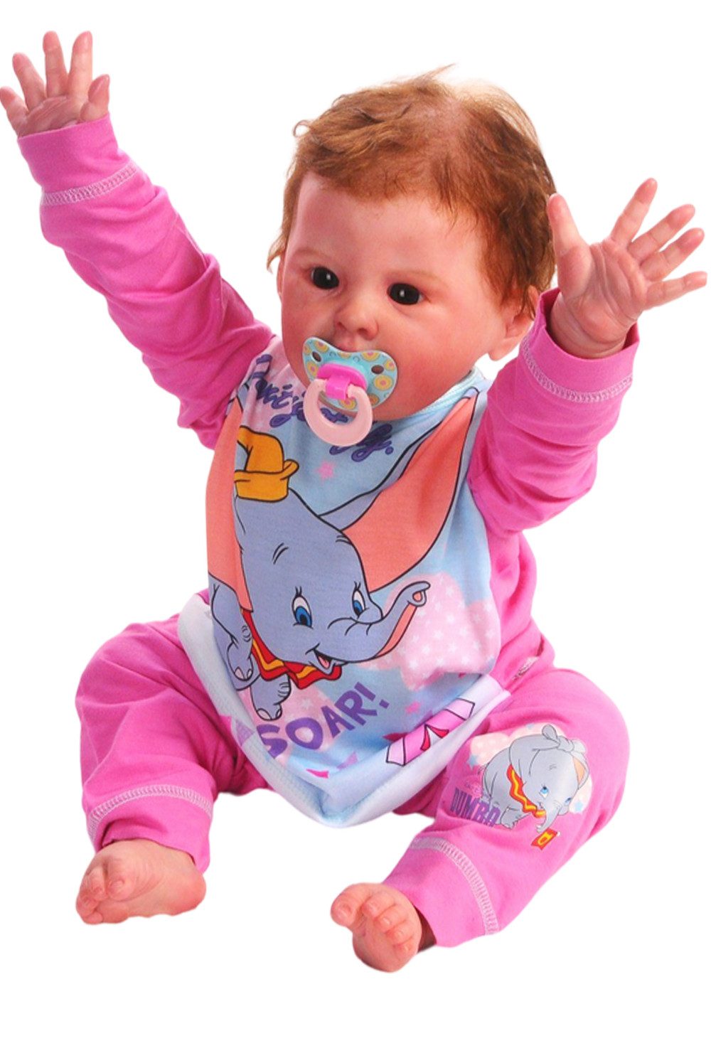 Pyjama PYjama für Kinder Schlafanzug 2Tlg Hose Langarmshirt in Rosa mit Elefanten Motiv, Pinktöne, für Kinder 92 98 104 110