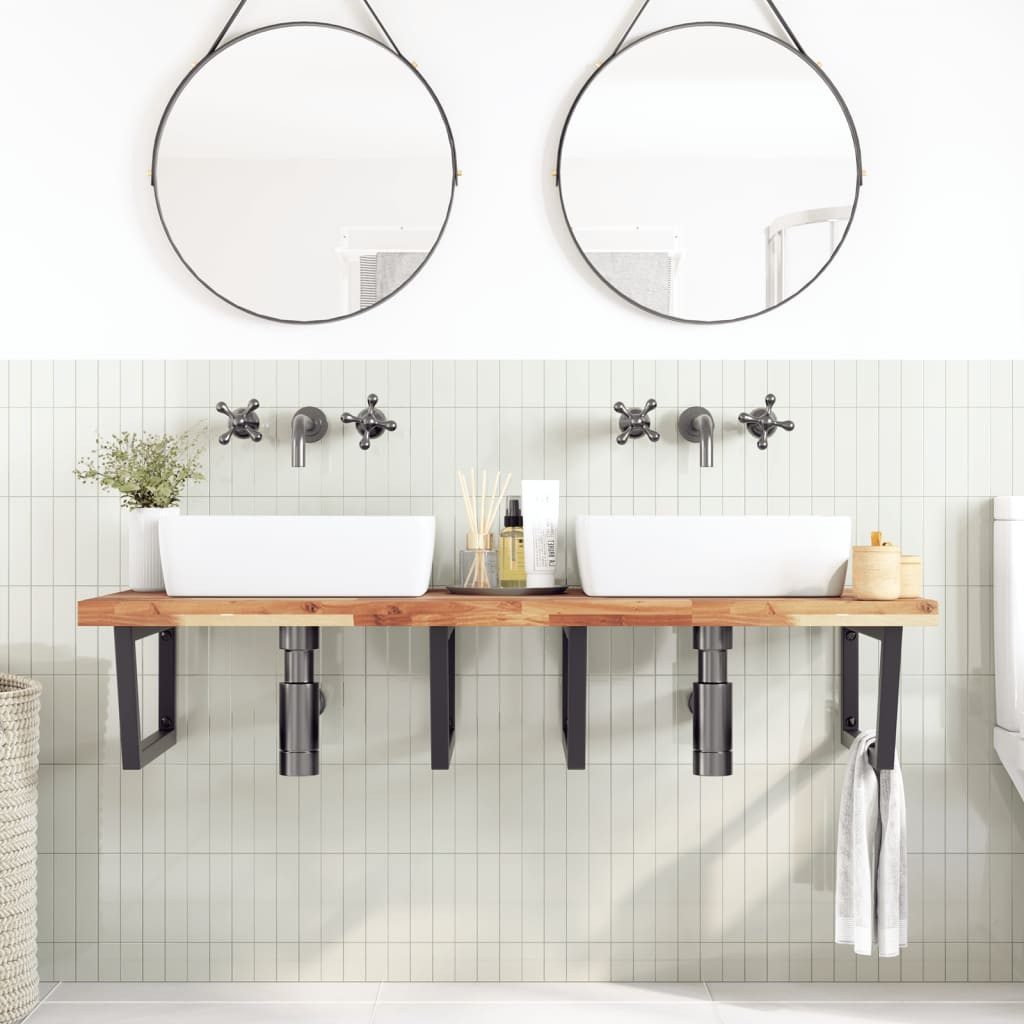 vidaXL Badezimmerspiegelschrank Waschbeckenregal Wandmontage Stahl und nholz (1-St)