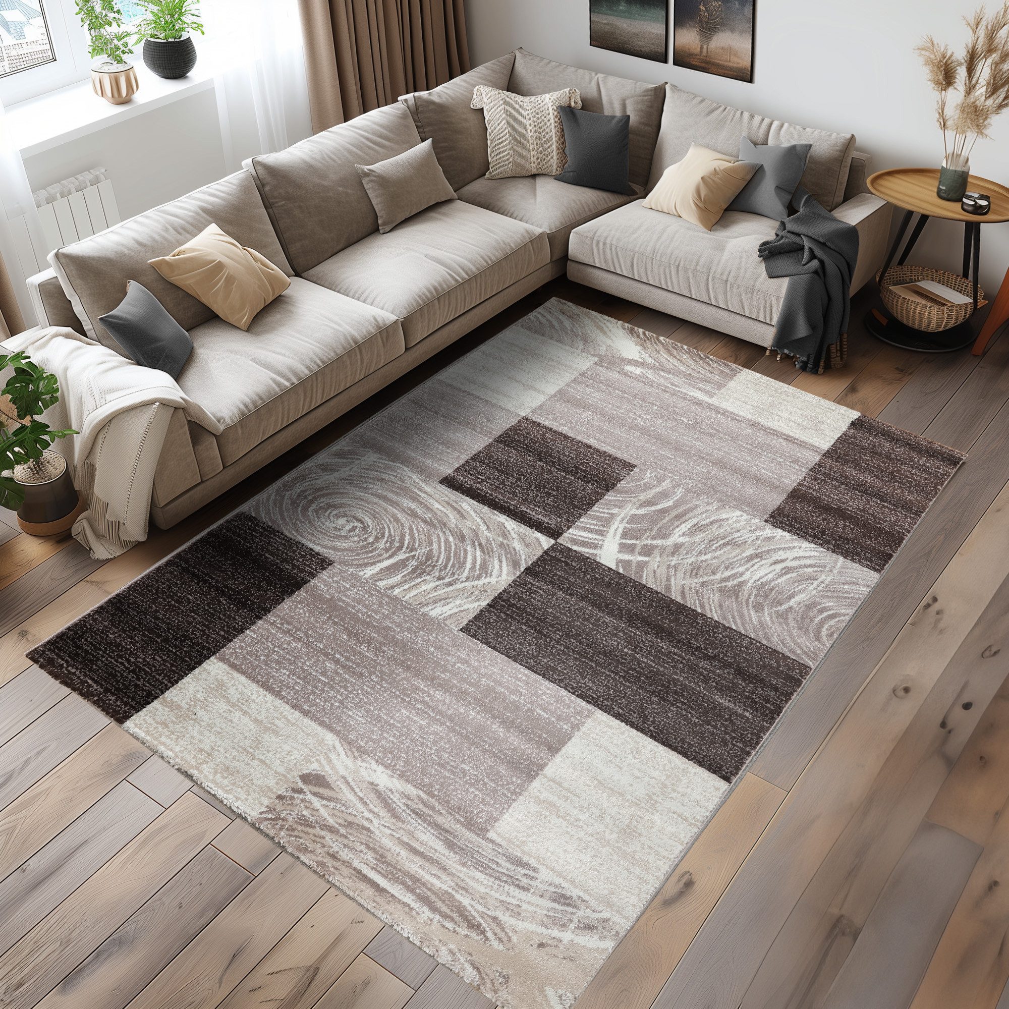 Carpettex Designteppich Abstrakt Kariert Design, Läufer, Höhe: 12 mm, Moder günstig online kaufen