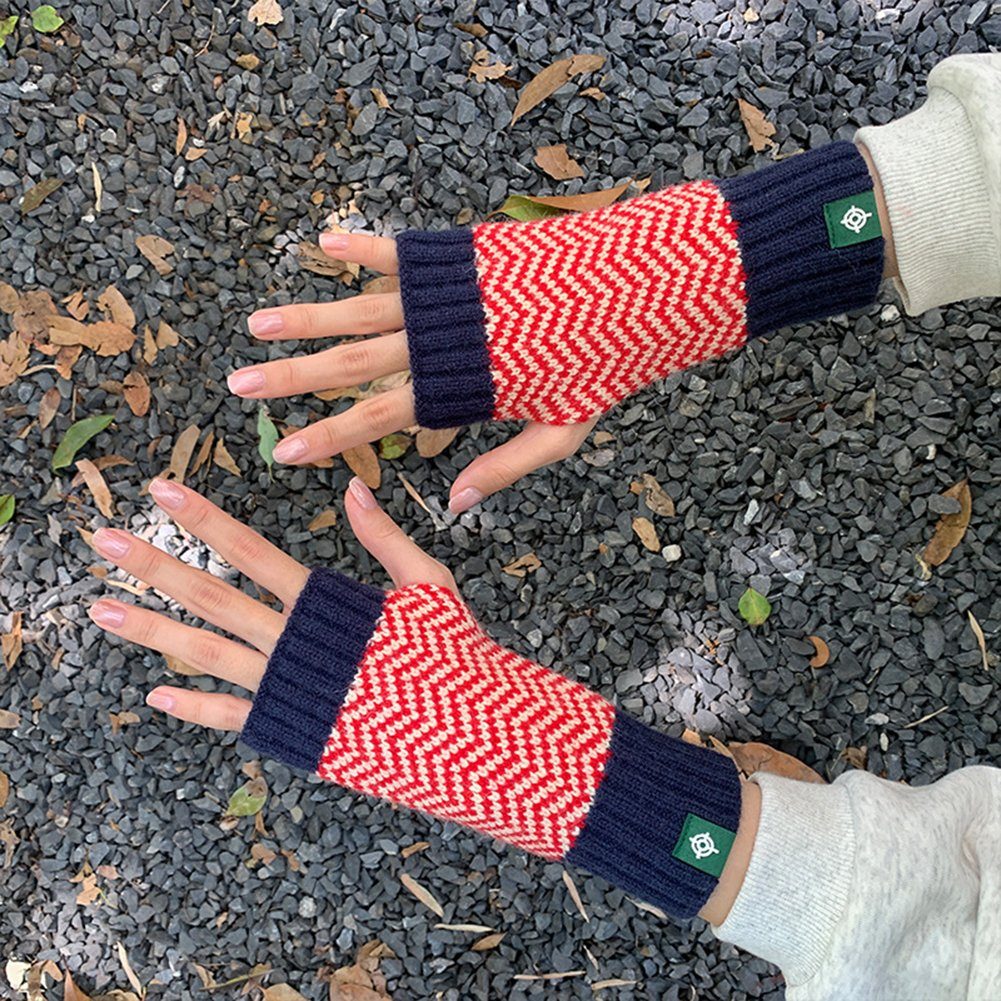ManKle Strickhandschuhe Thermisch Fingerlose Handschuhe,Damen Strick Touchscreen handschuhe Navy