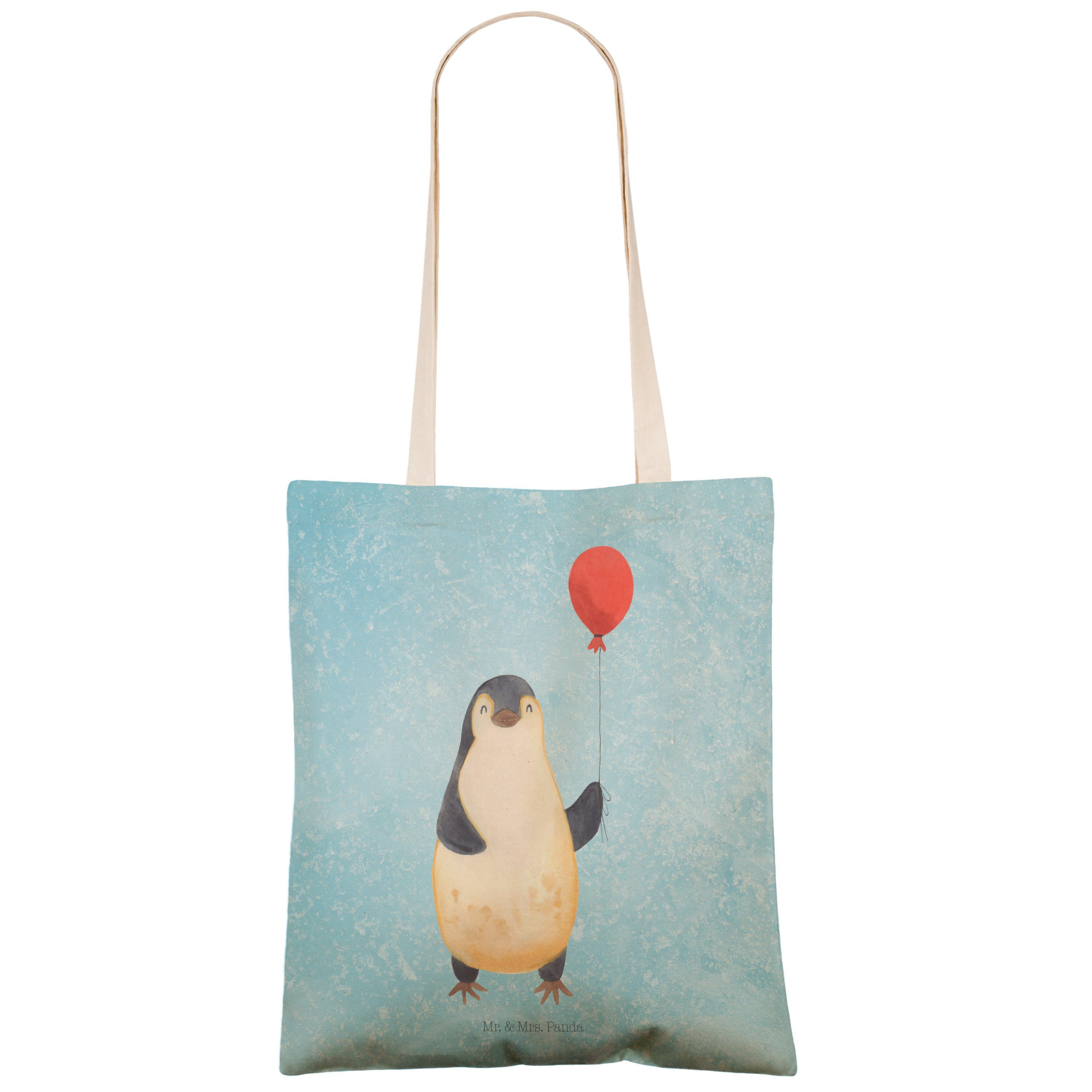 Mr. & - Panda Eisblau Tragetasche Geschenk, - Mrs. Pinguin (1-tlg) Stofftasche, Einkaufstasche, Luftballon