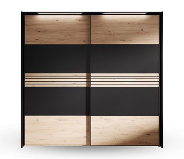 58 aufm Kessel Kleiderschrank Kleiderschrank Janet 220x214x60 Artisan Eiche/Schwarz 10262 (Sparset, 1-St) Funktional und schick,moderne Farbgebung