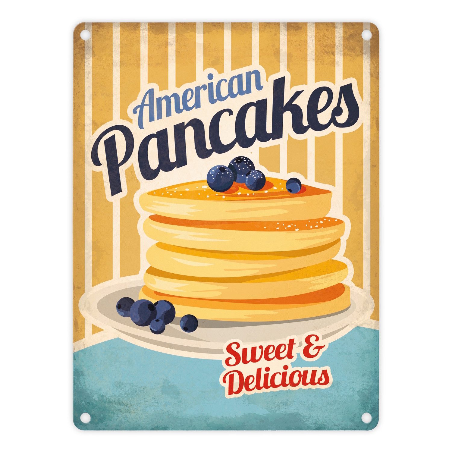 speecheese Metallschild Metallschild mit American Diner Classics Pancakes M günstig online kaufen