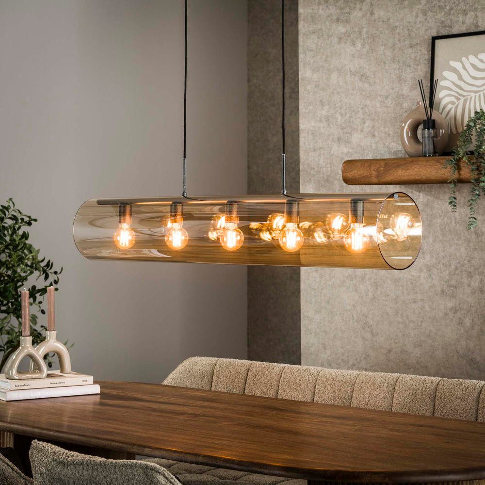 famlights Pendelleuchte Pendelleuchte Aileen in Gold-transparent und Schwarz E27