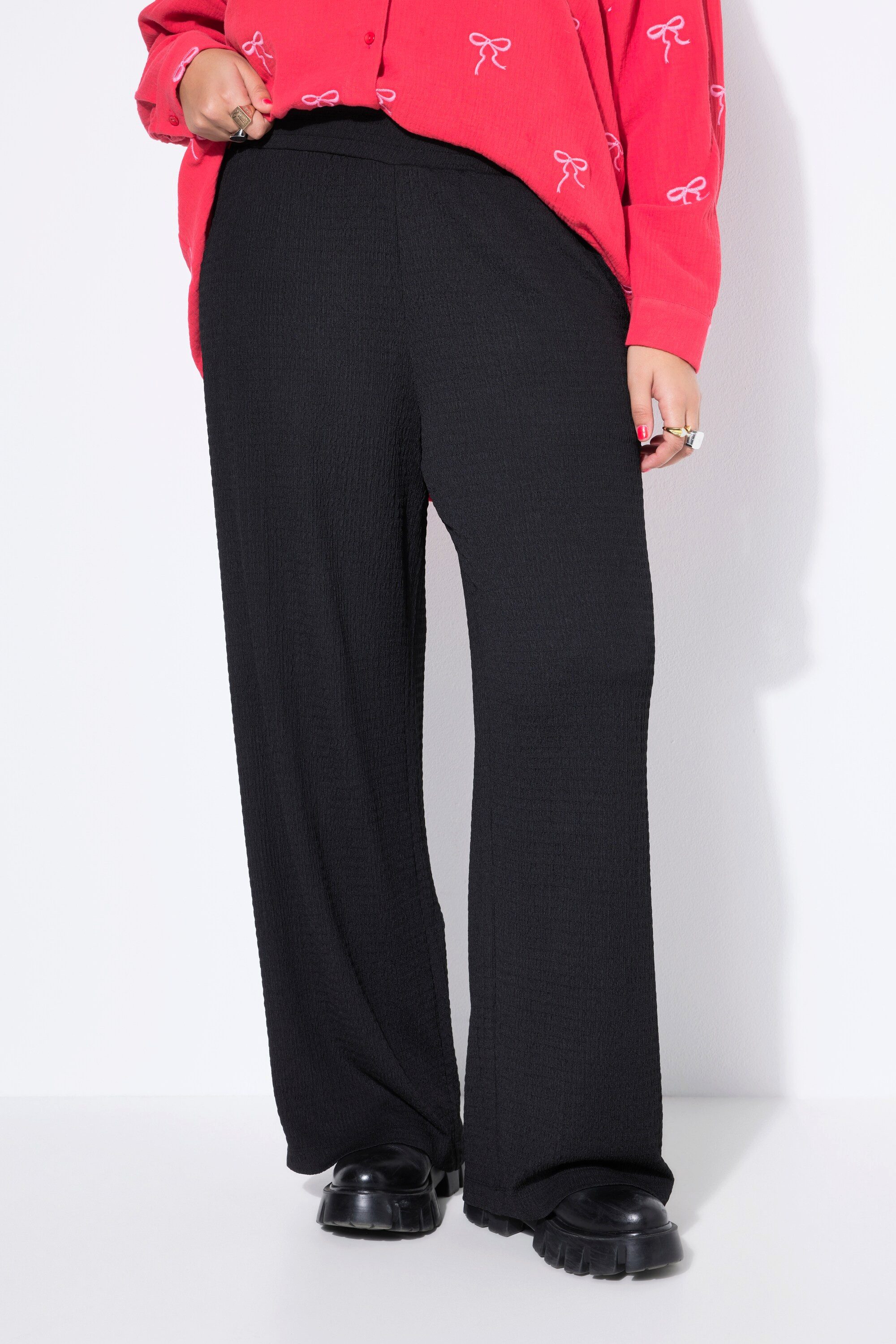 Studio Untold Schlupfhose Hose Wide Legs Struktur Elastikbund