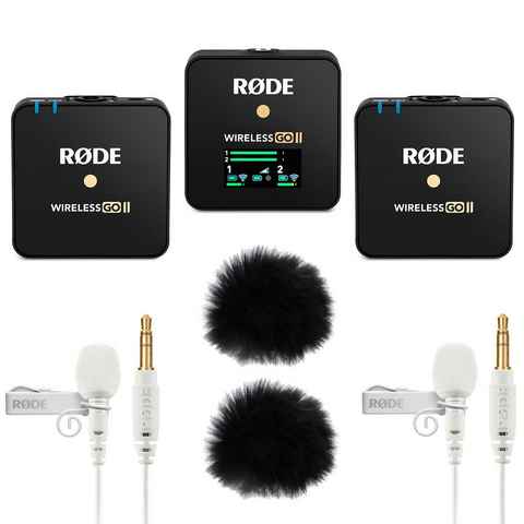 RØDE Mikrofon Wireless GO II mit 2x Lavalier GO WH und 2x Windschutz