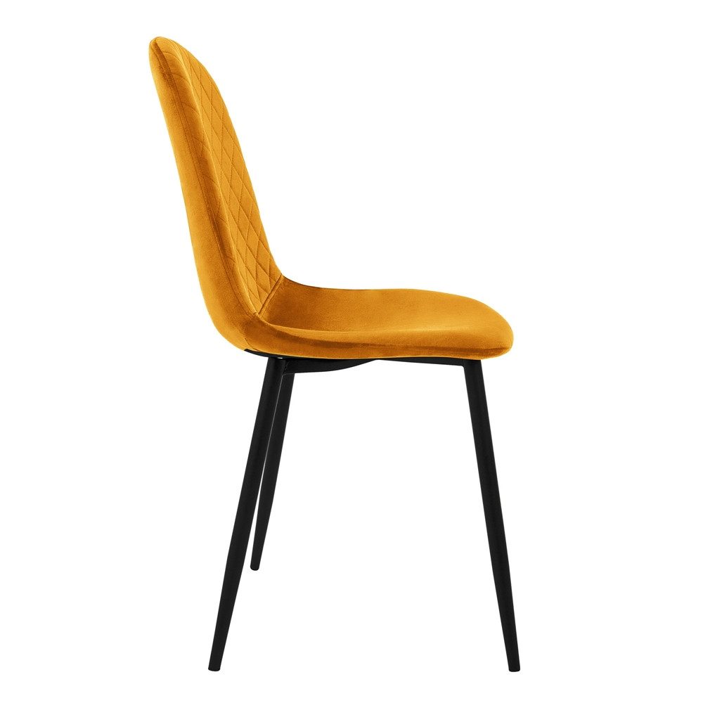 ML-DESIGN Stuhl Esszimmerstuhl mit Rückenlehne, Polsterstuhl mit Metallbeinen (4 St), Wohnzimmerstuhl ergonomisch Gelb mit Samtbezug Küchenstuhl