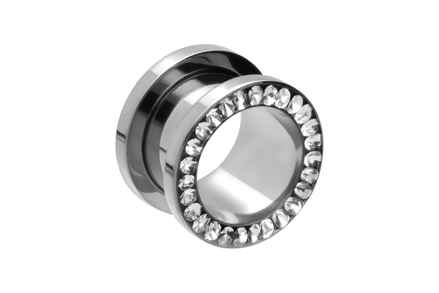 PIERCINGLINE Plug Chirurgenstahl Tunnel KRISTALLRAND (Tunnels, günstig online kaufen