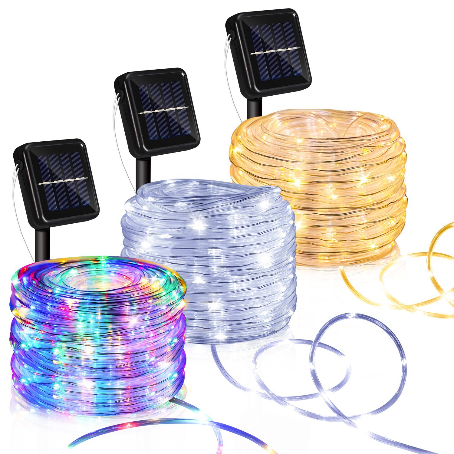 Lichterkette Solarleuchte 10m LED LED-Lichterschlauch Solar Solarleuchten,warmweiß Gimisgu LED