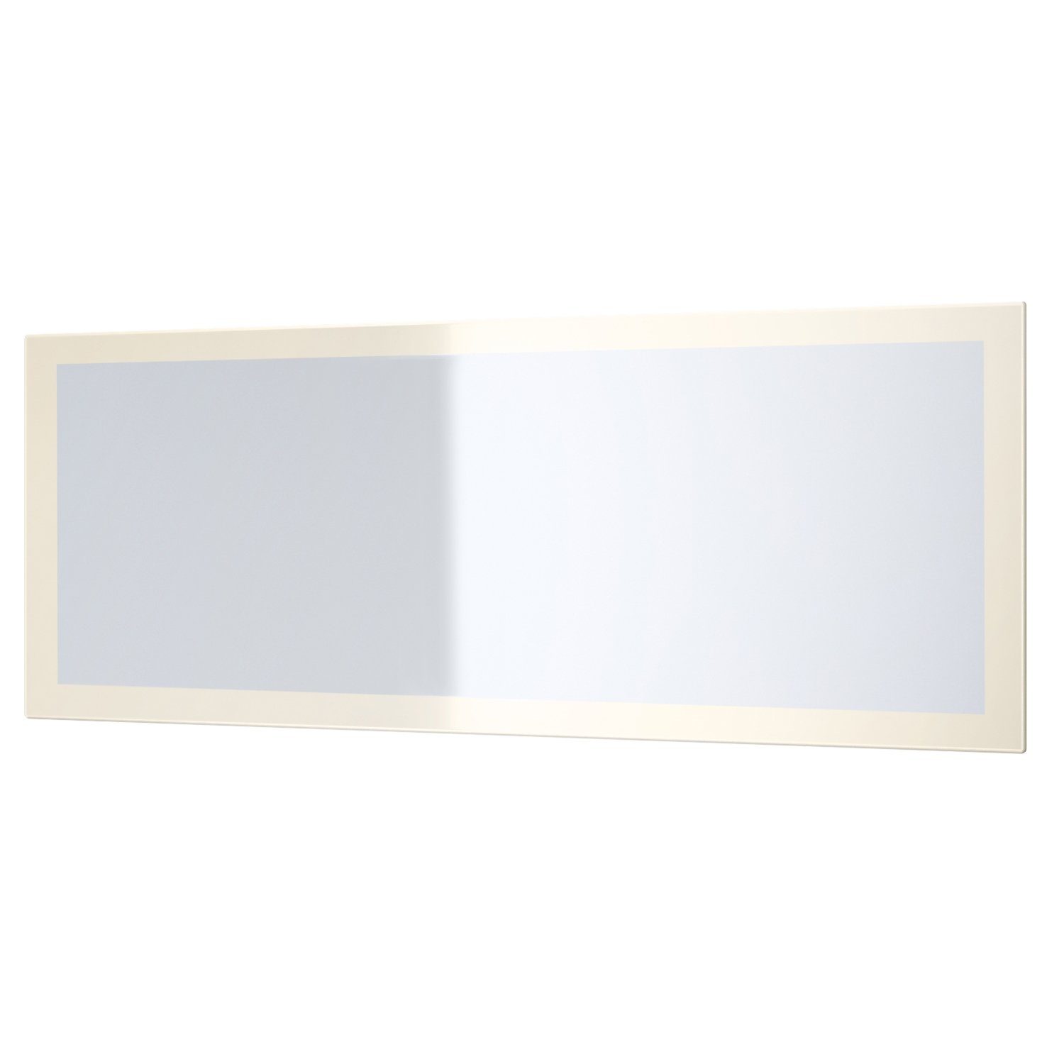 Vladon Wandspiegel Lima V3 (Wandspiegel, mit Rahmen im modernen Stil), Creme Hochglanz (139 x 55 cm)