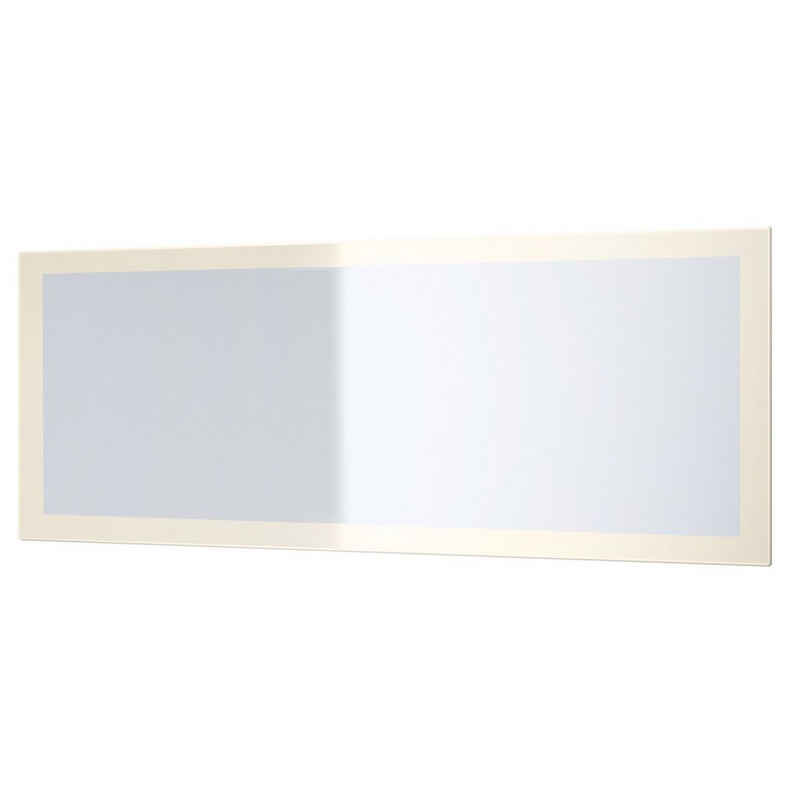 Vladon Настінне дзеркало Lima (Wandspiegel, mit Rahmen im modernen Stil), Creme Hochglanz (139 x 55 cm)