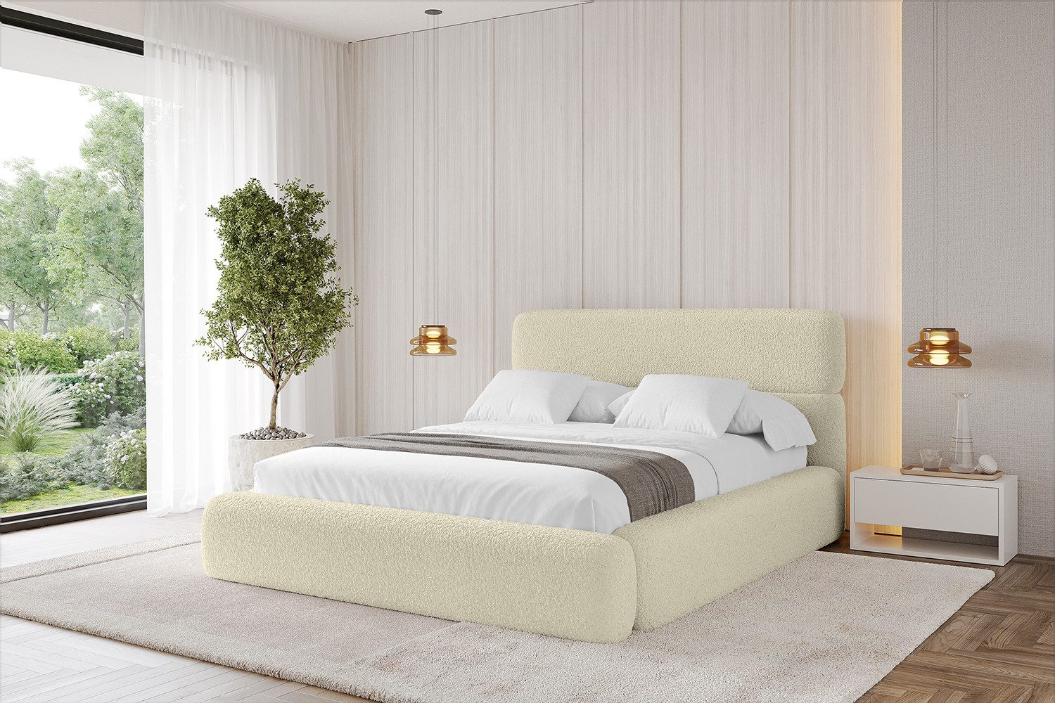 ALTDECOR Polsterbett ENORA (Polsterbett mit Bettkasten und Lattenrost, Boxbett ohne Matratze), Doppelbett mit Stauraum, Bett mit Kopfteil