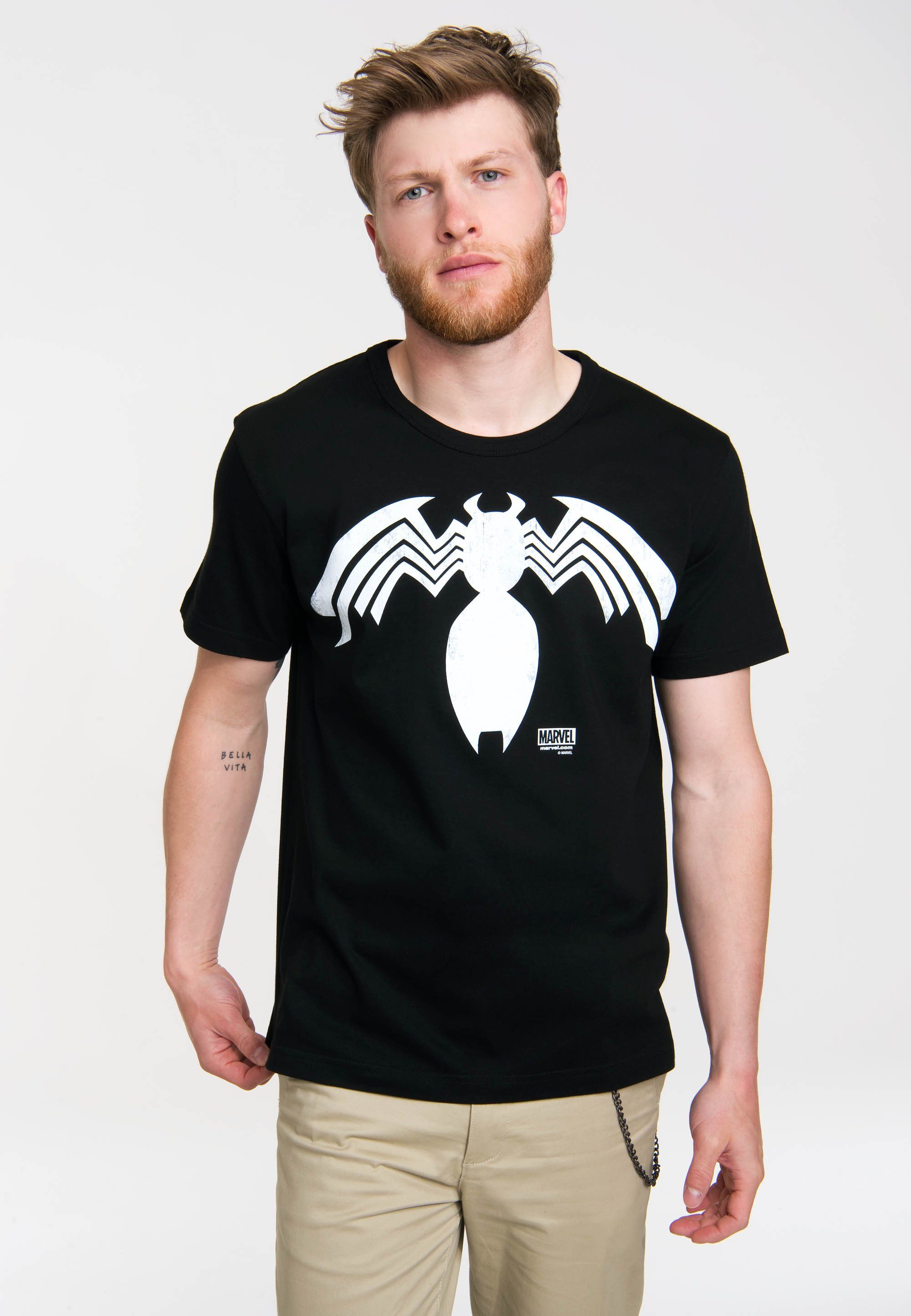 LOGOSHIRT T-Shirt Front-Print Venom mit coolem