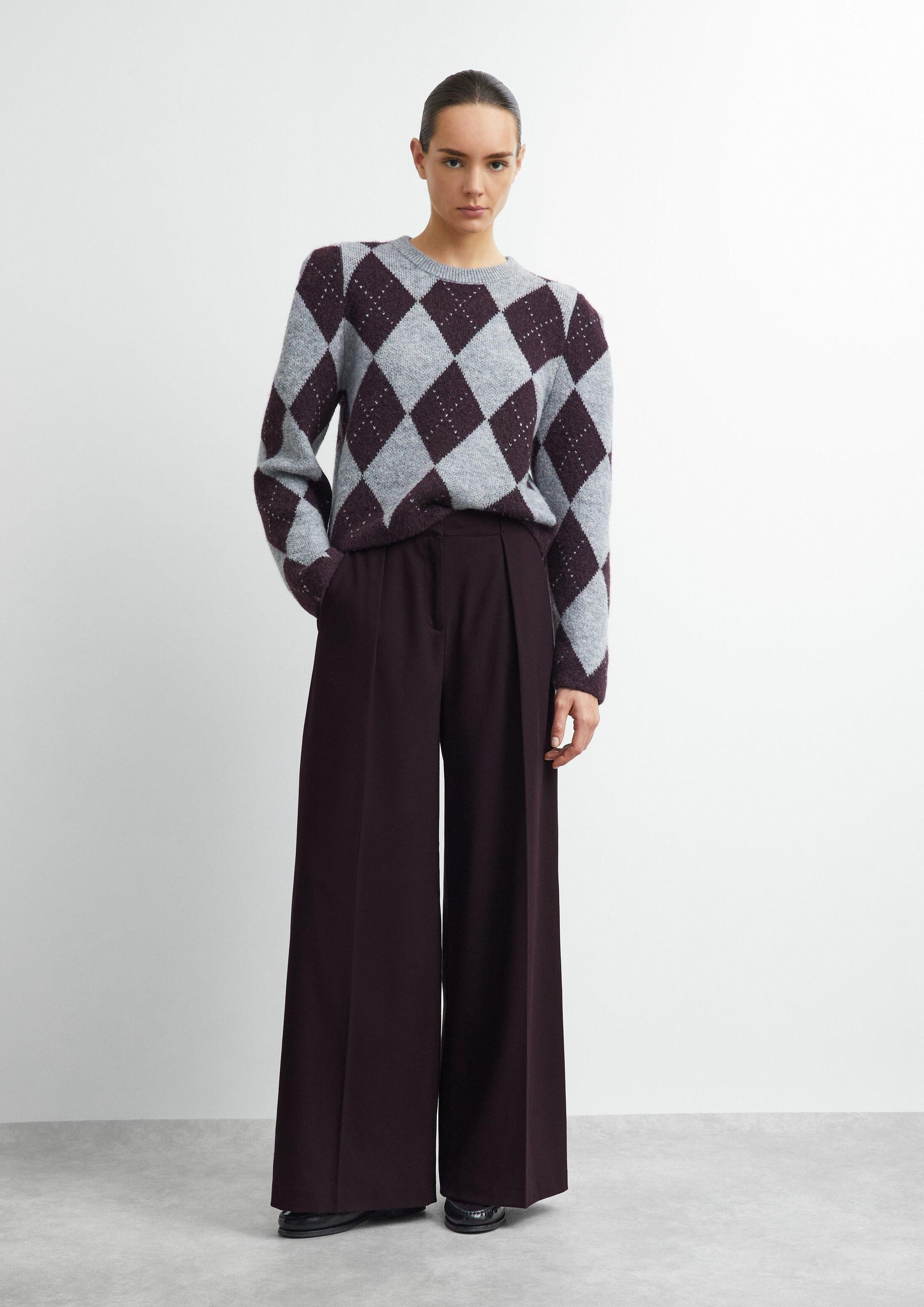comma Chinos Hose Bundfaltenhose mit Wide Leg