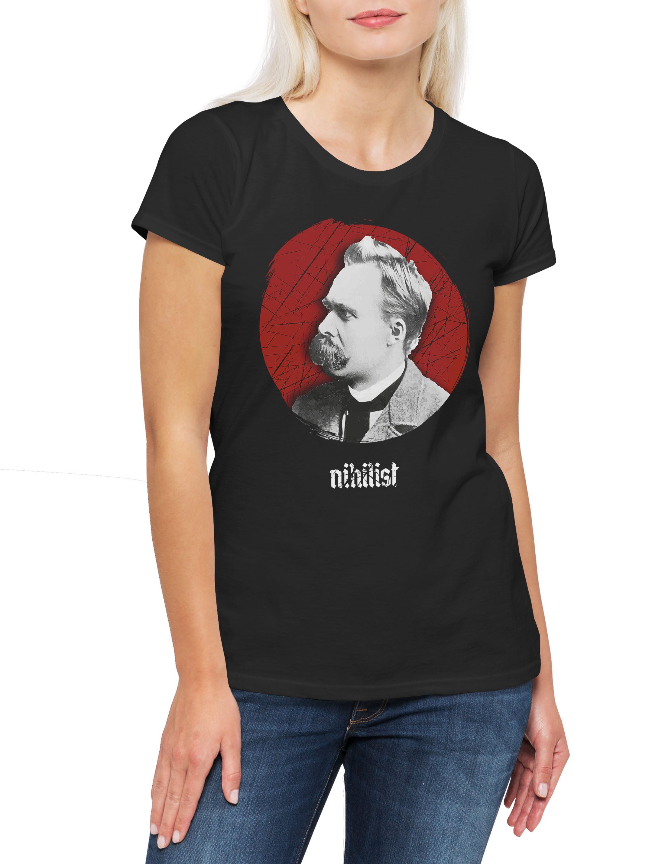 Print-Shirt Nietzsche Nihilist Damen T-Shirt Friedrich Gott Tot Nihilismus