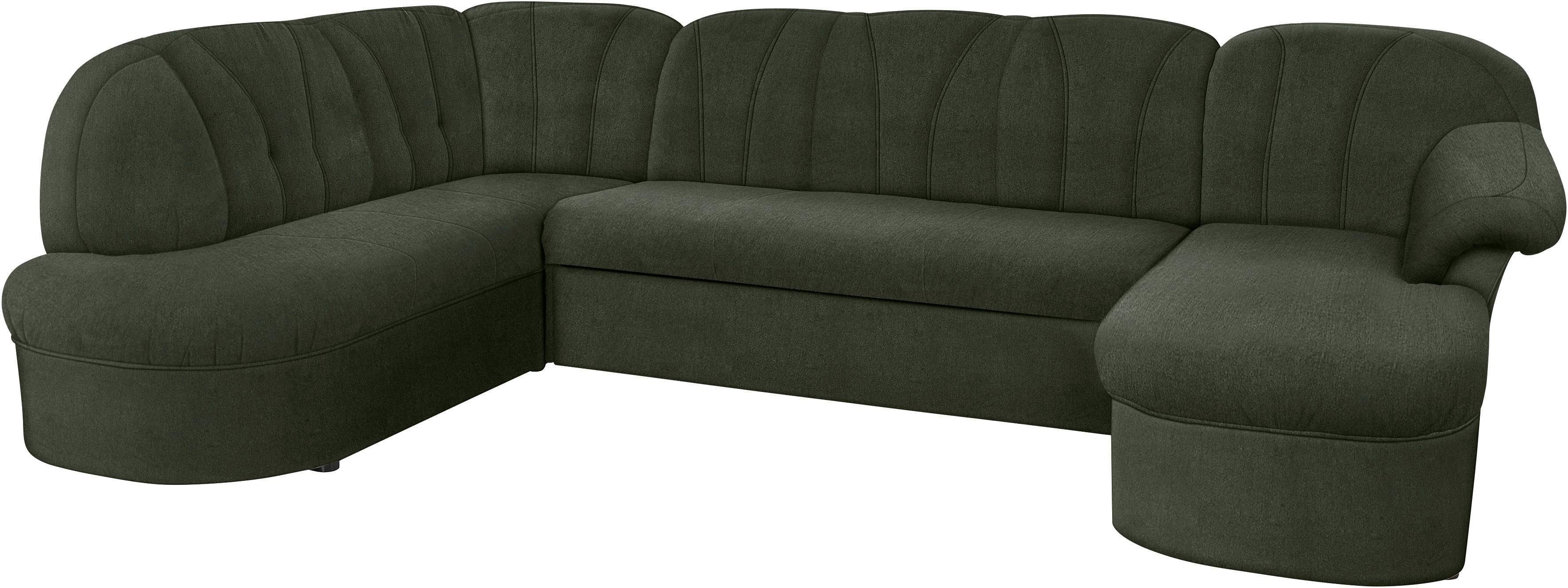 DOMO collection Wohnlandschaft Pegnitz, zeitlos&modern, elegante Rückensteppung, Breite 292cm, U-Form, wahlweise mit Bettfunktion