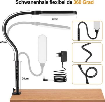 Welikera Schreibtischlampe, 116 LEDs Klemmlampe,5 Farbtemperaturen,9 Helligkeitsstufen